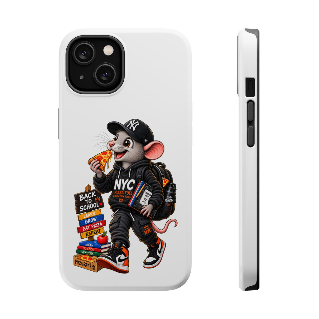 NYC Street Rat Phone Case – Magnetic Impact-Resistant iPhone Case with Back-to-School Pizza Design