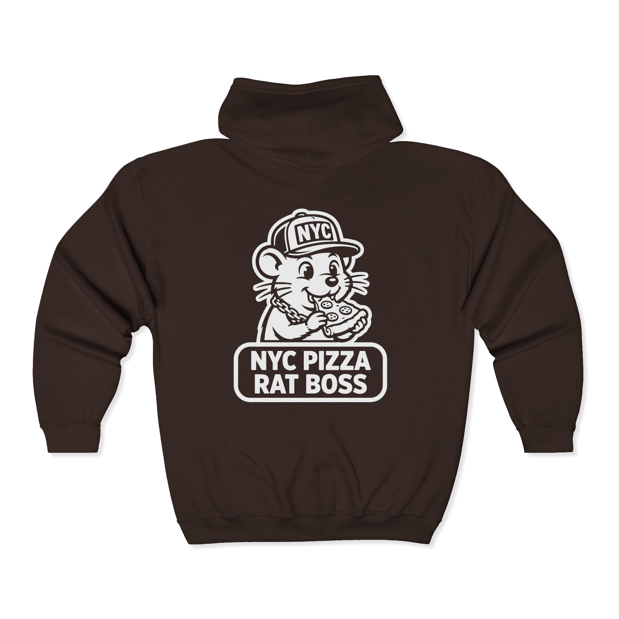 NYC Pizza Rat Zip Hoodie — Pizza Rat Graphic Full-Zip Sweatshirt