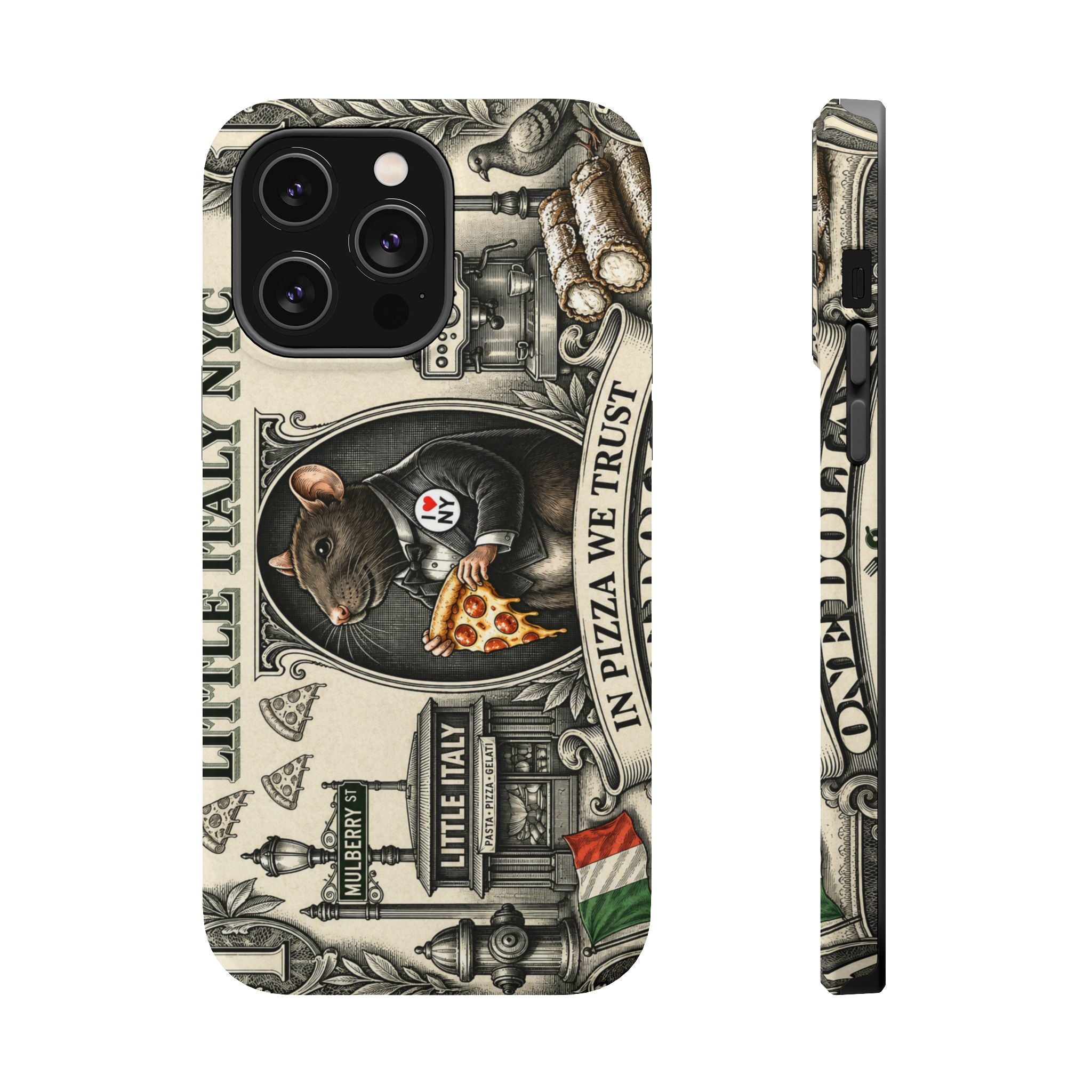 Little Italy NY Phone Case — 'In Pizza We Trust' Italy Rat Art Magnetic Impact-Resistant Case
