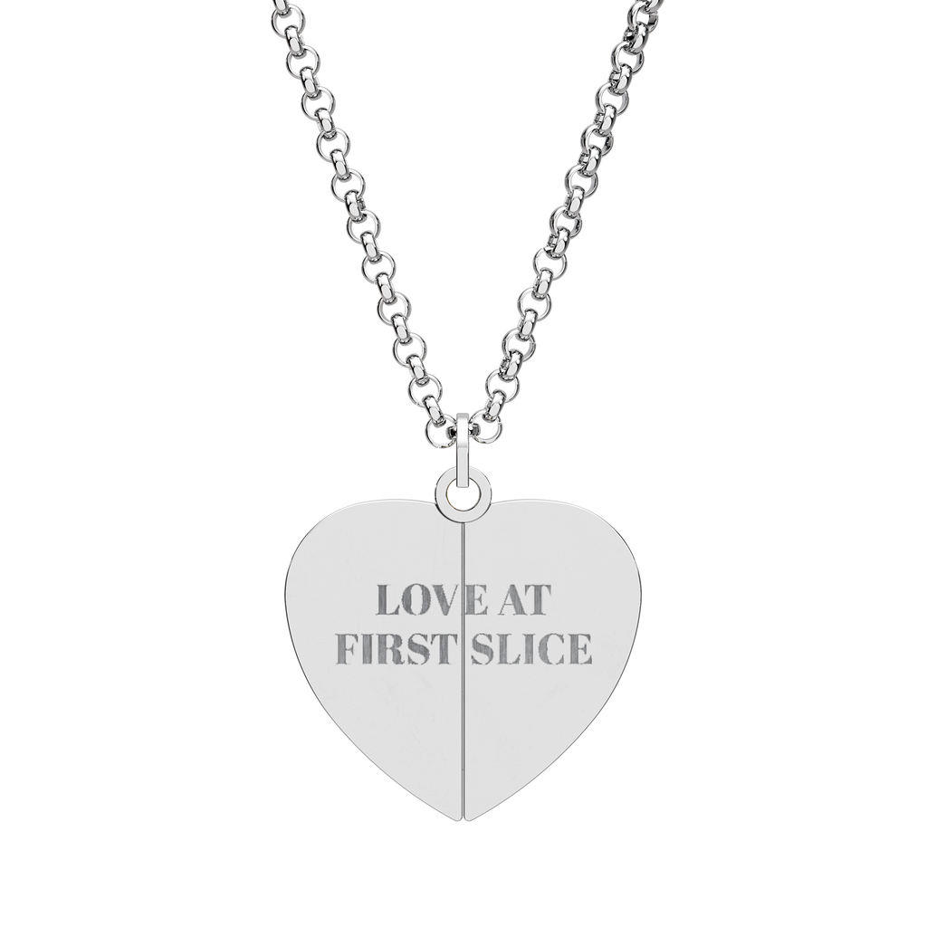 Love At First Slice - Hidden Message Heart Necklace — Engraved Secret-Lock Pendant