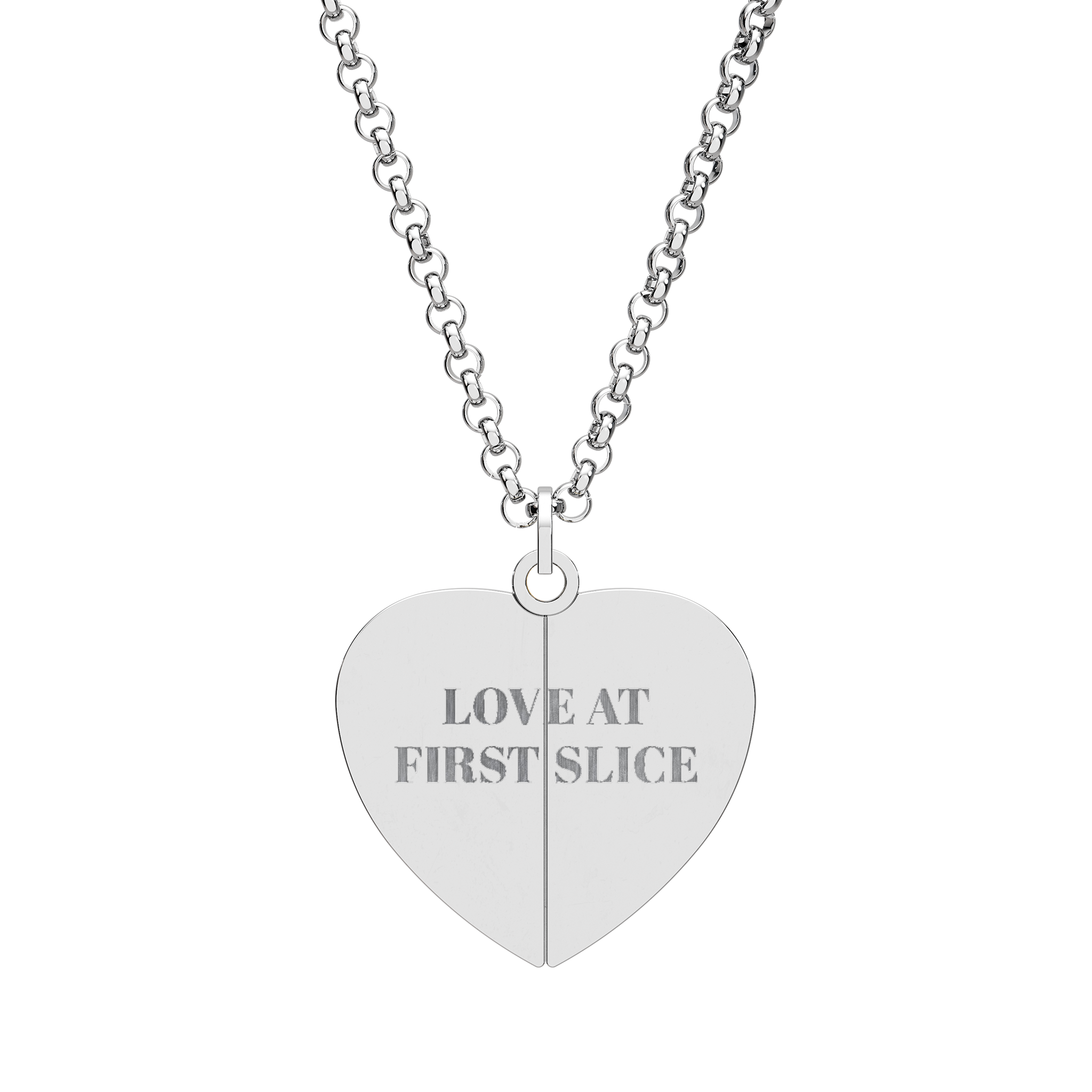 Love At First Slice - Hidden Message Heart Necklace — Engraved Secret-Lock Pendant