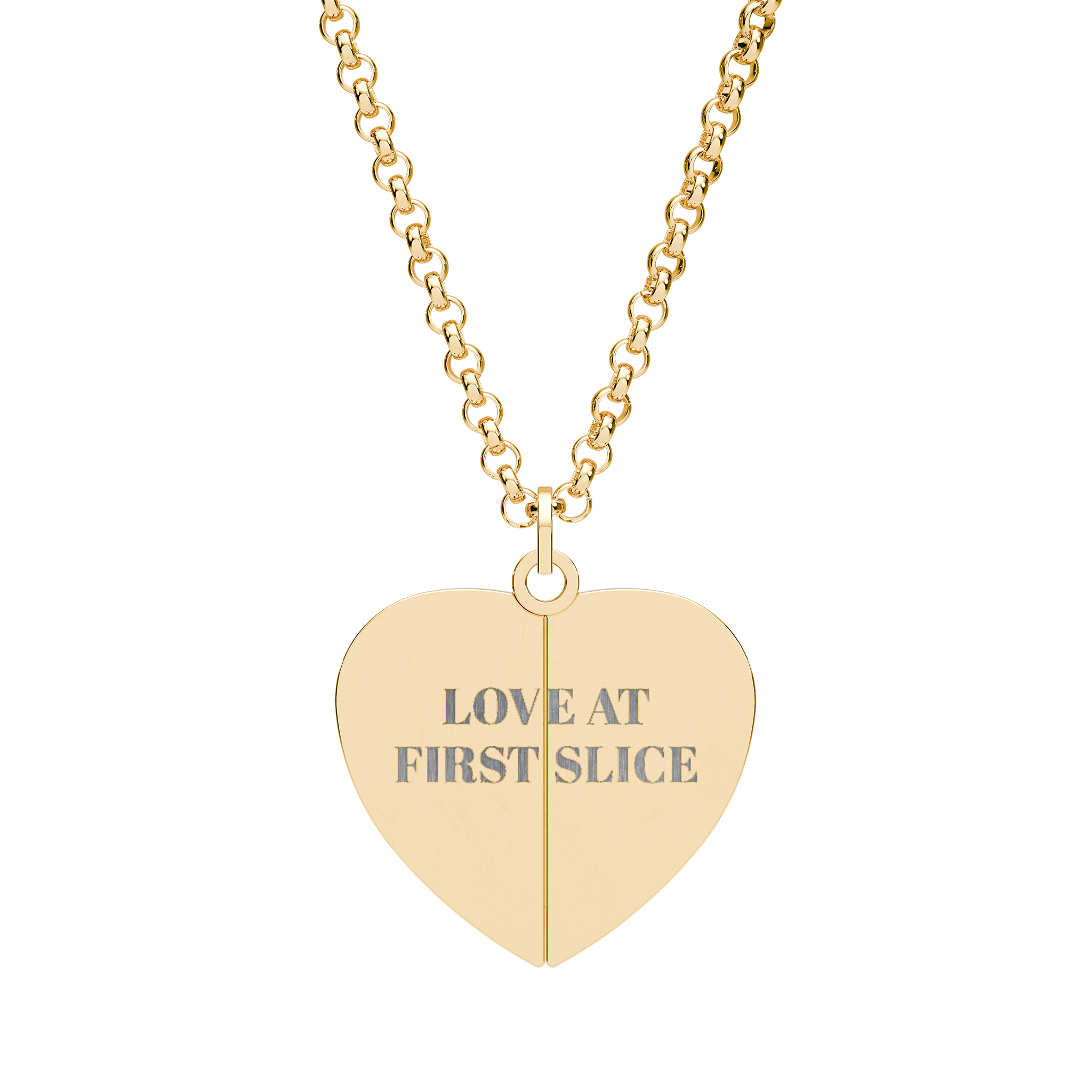 Love At First Slice - Hidden Message Heart Necklace — Engraved Secret-Lock Pendant
