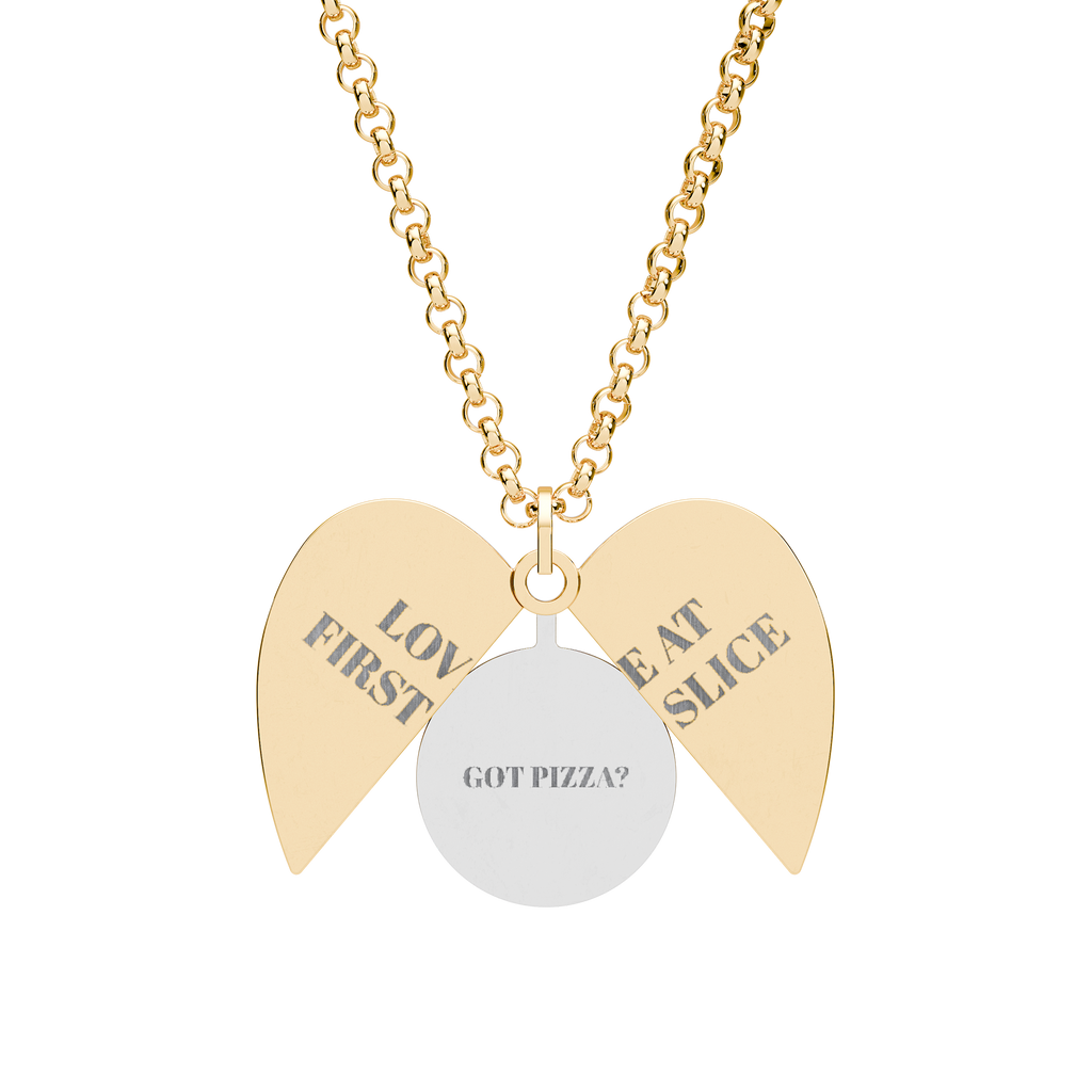 Love At First Slice - Hidden Message Heart Necklace — Engraved Secret-Lock Pendant