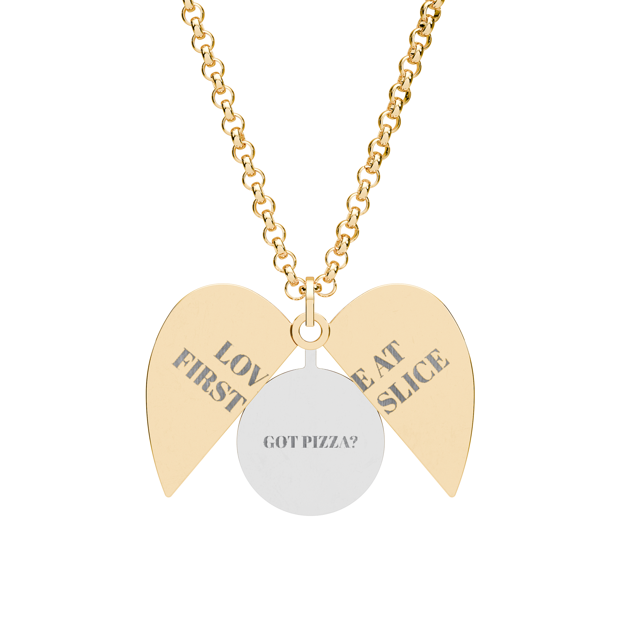 Love At First Slice - Hidden Message Heart Necklace — Engraved Secret-Lock Pendant