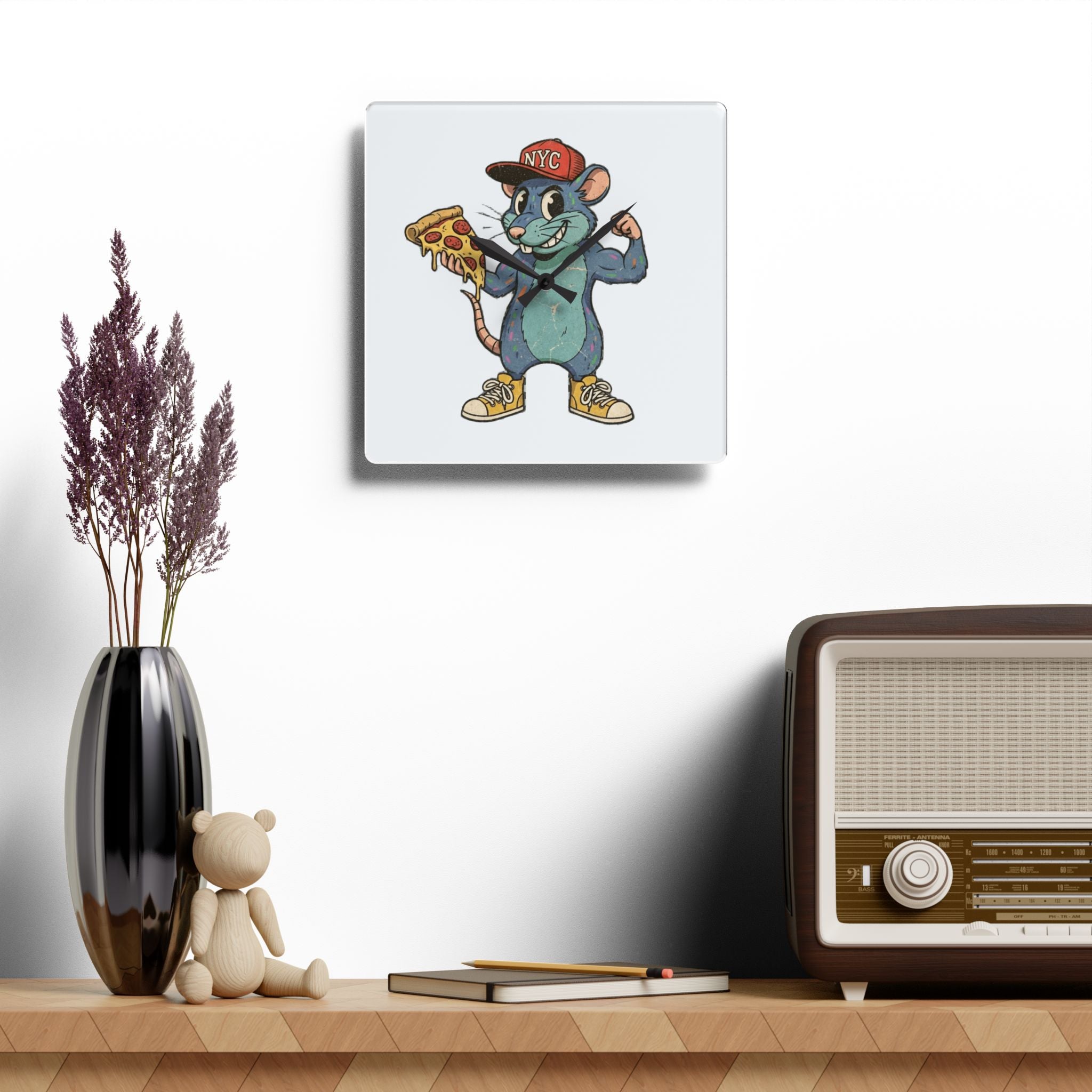 NYC Pizza Rat - Acrylic Wall Clock