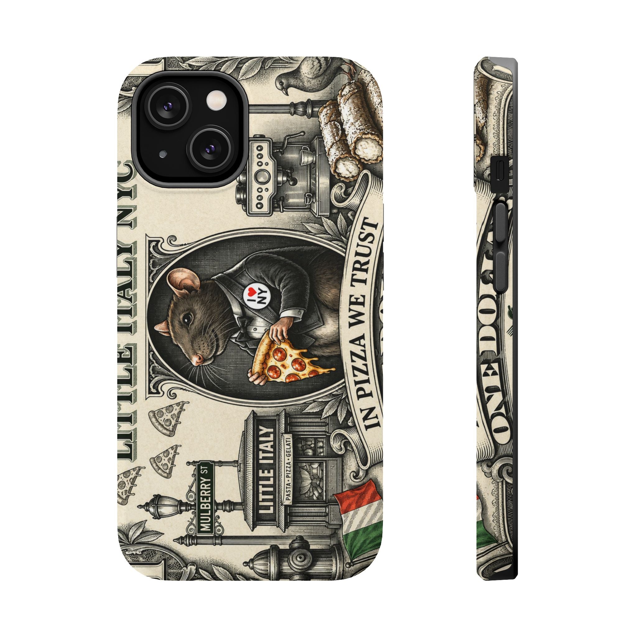 Little Italy NY Phone Case — 'In Pizza We Trust' Italy Rat Art Magnetic Impact-Resistant Case
