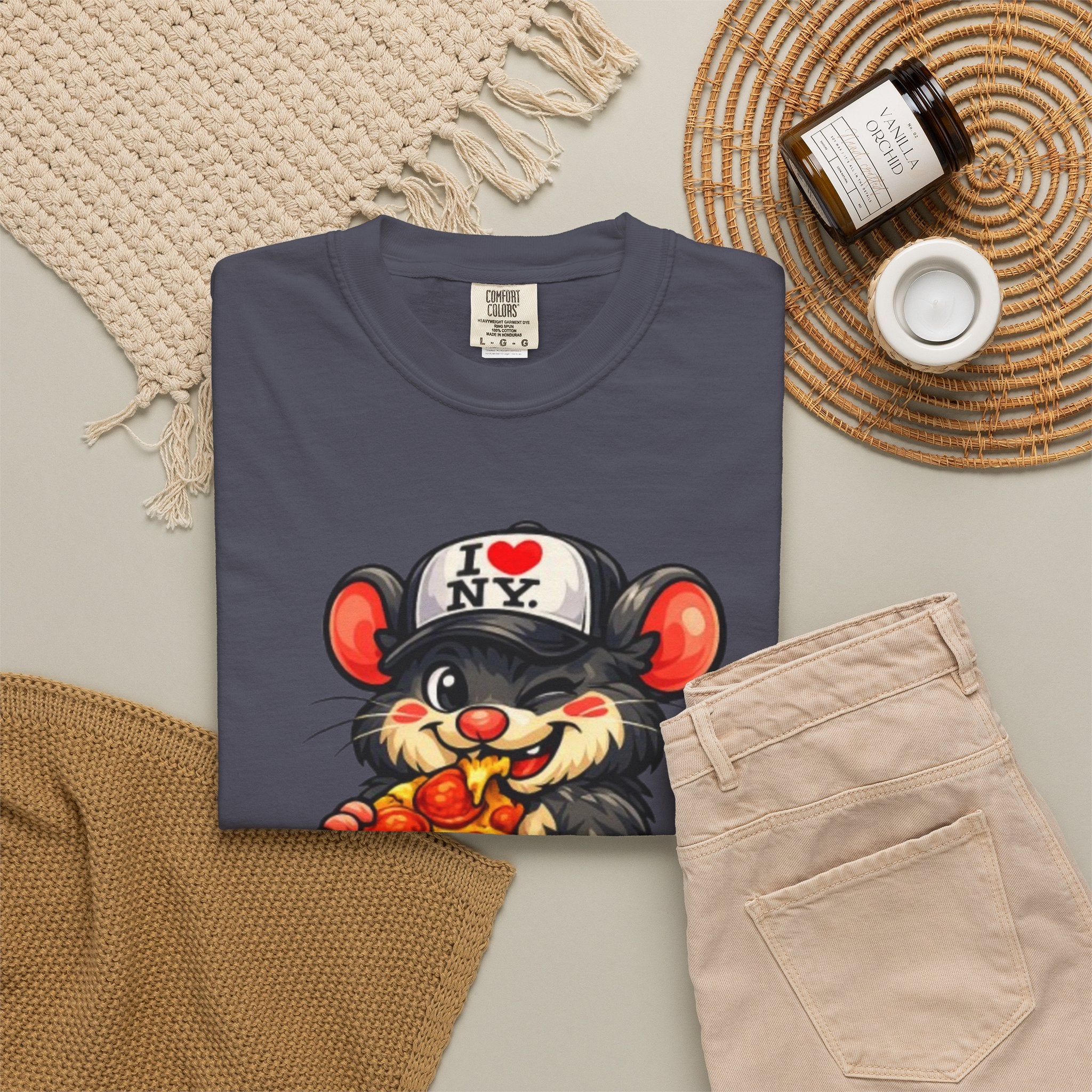 Pizza-Loving Baby Rat T-Shirt — Cute Retro Cartoon Graphic Tee