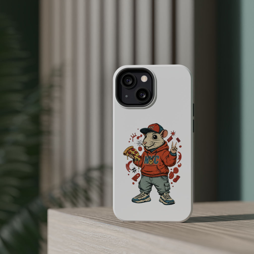 Streetwear Pizza Rat Phone Case — Magnetic Impact‑Resistant iPhone Case with Pizza Skateboard Design