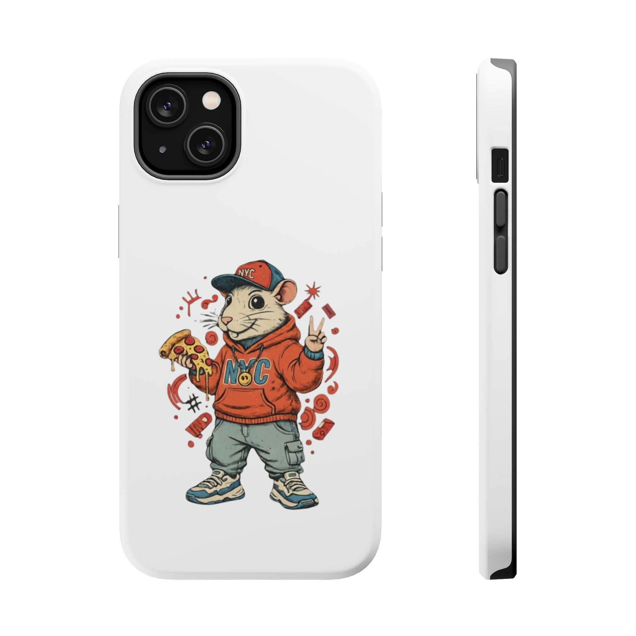 Streetwear Pizza Rat Phone Case — Magnetic Impact‑Resistant iPhone Case with Pizza Skateboard Design