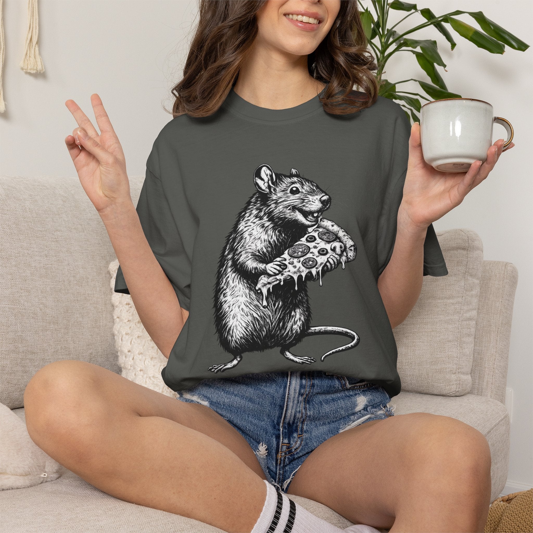 NYC Rat Eating Pizza T-Shirt