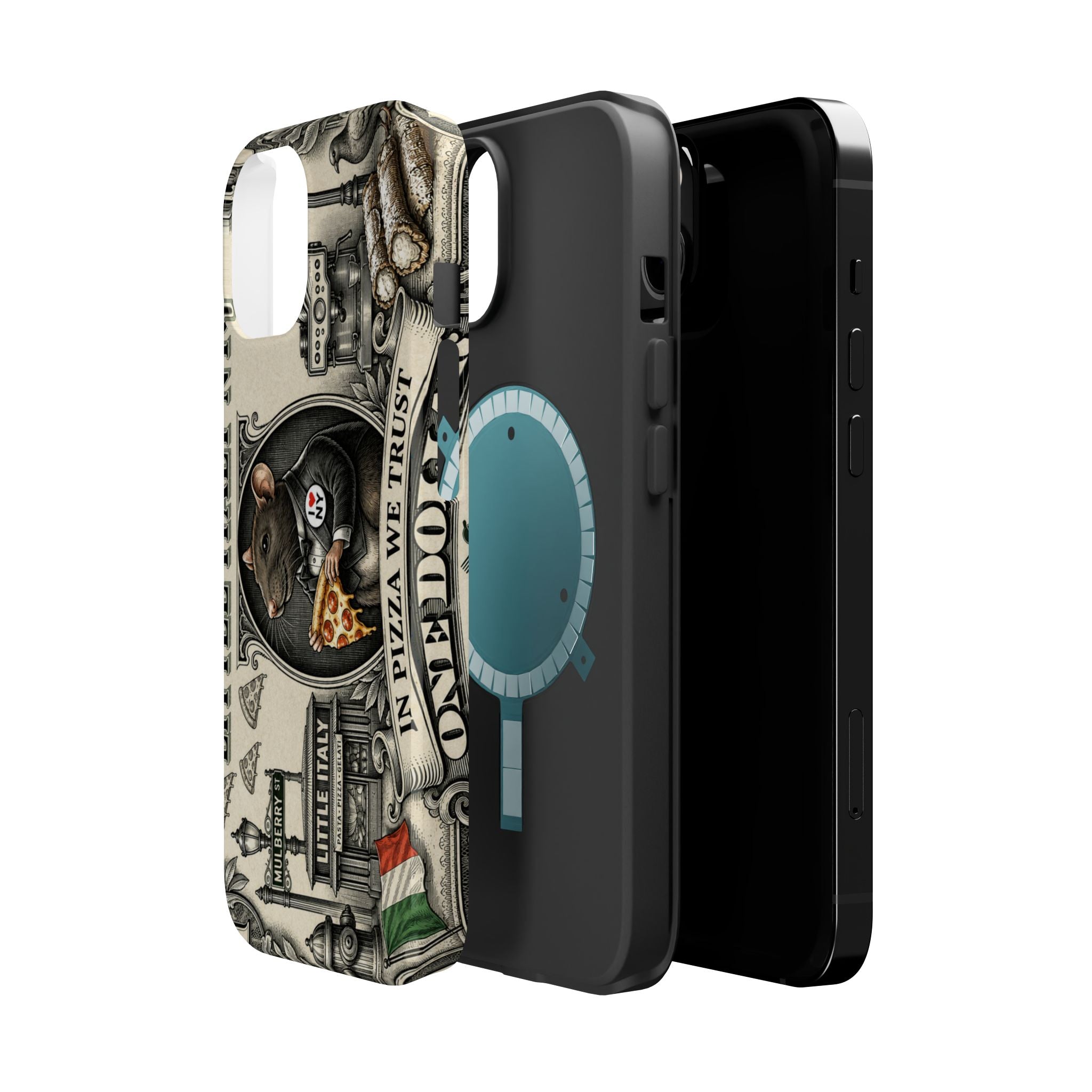 Little Italy NY Phone Case — 'In Pizza We Trust' Italy Rat Art Magnetic Impact-Resistant Case