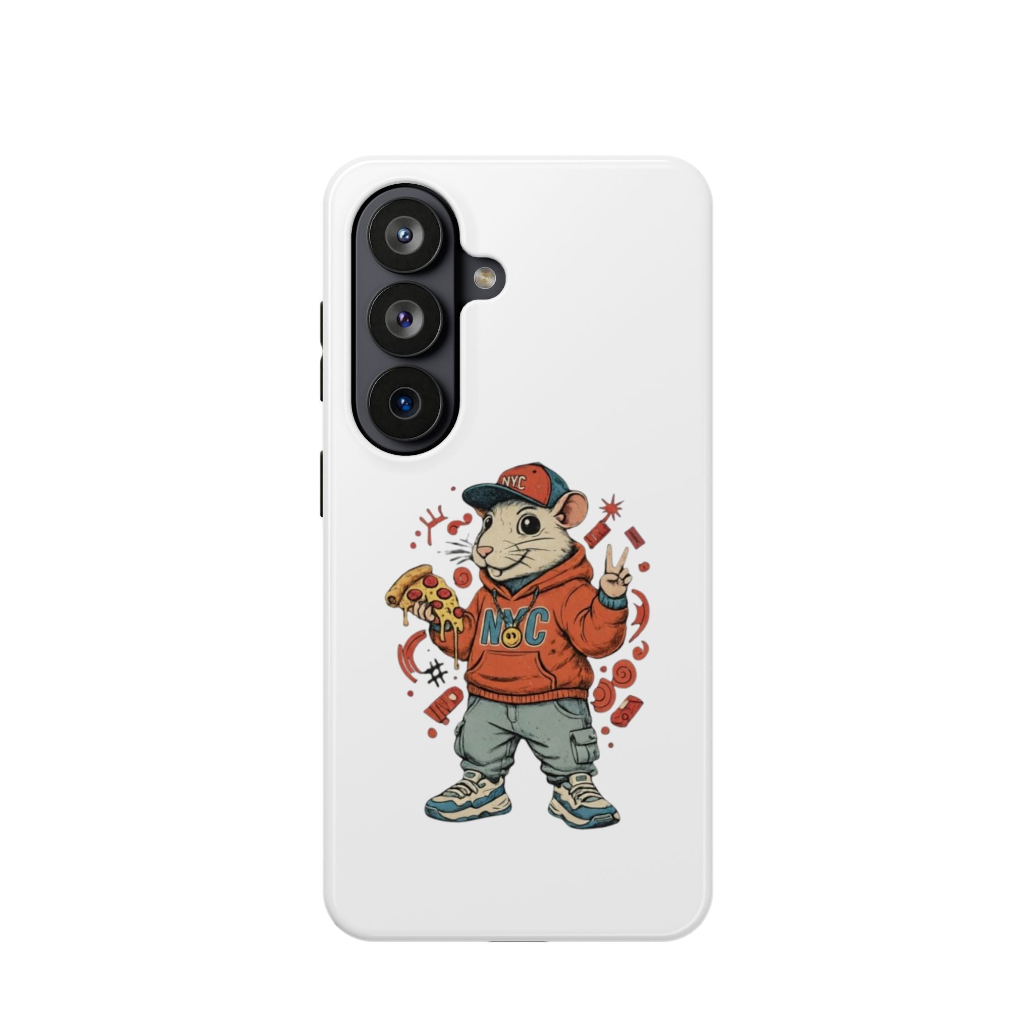 Streetwear Pizza Rat Phone Case — Magnetic Impact‑Resistant iPhone Case with Pizza Skateboard Design