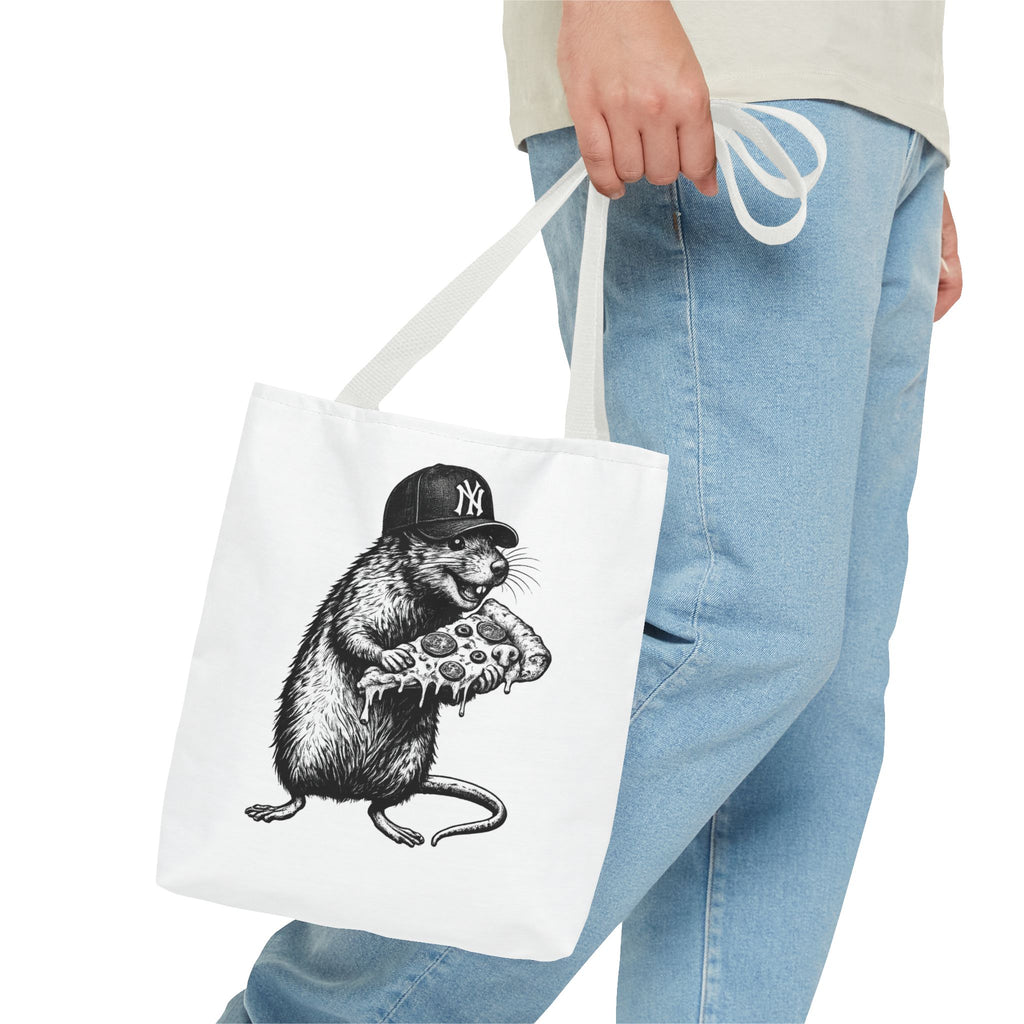 Pizza Rat Tote Bag — Cute NYC Rat Eating Pizza Canvas Tote