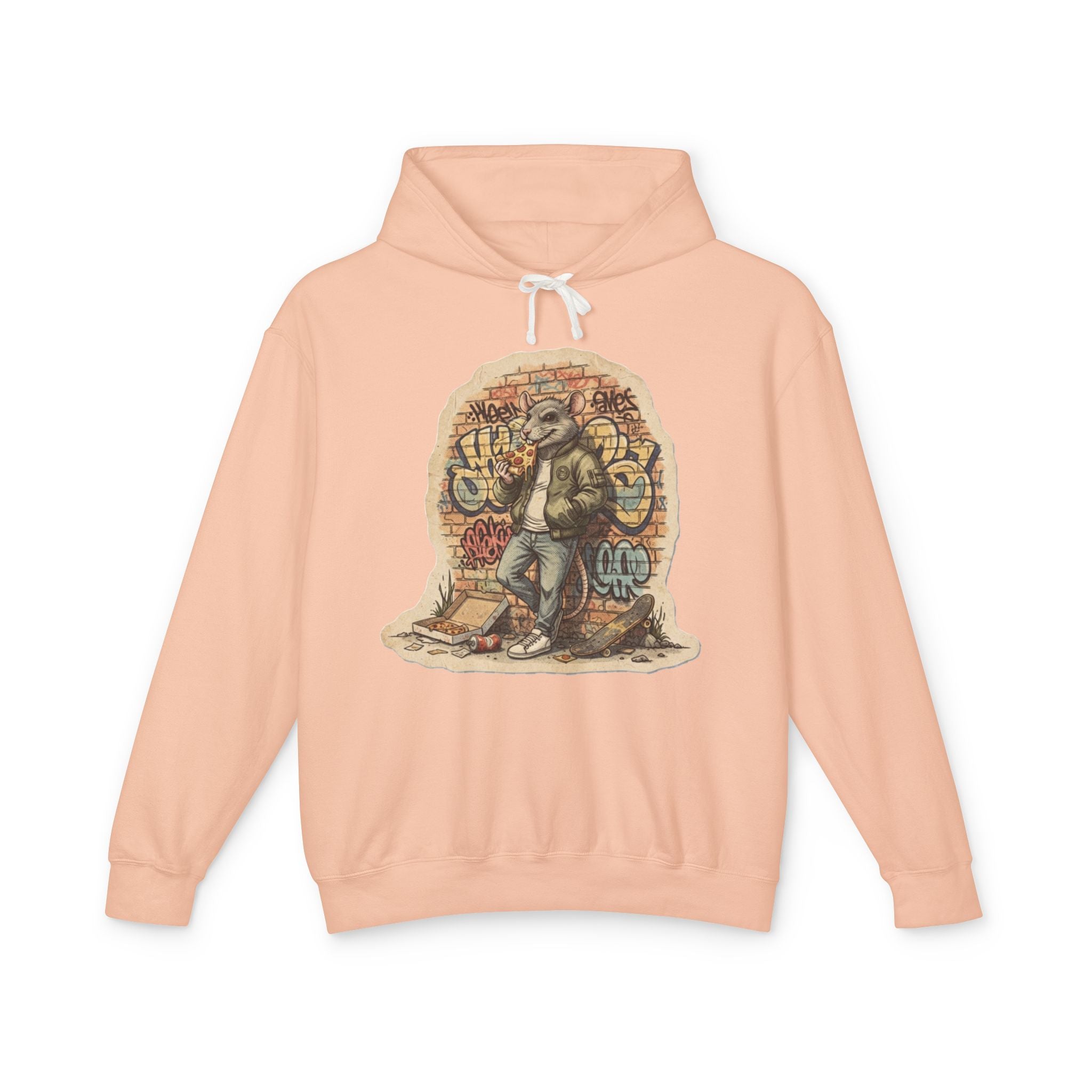 Skate Rat Street Art Hoodie — Retro Graffiti Skateboarder Pullover