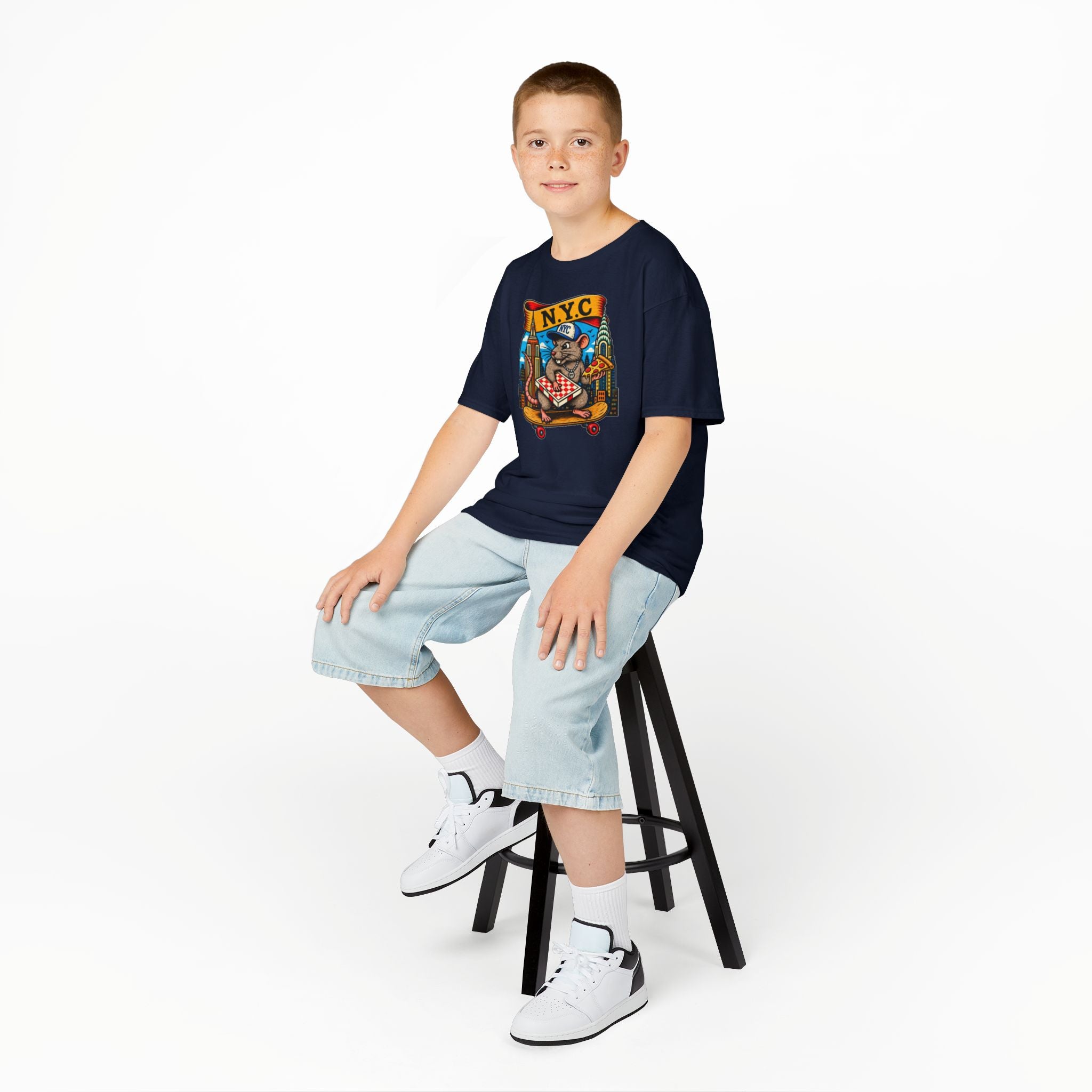 Kids T-Shirt — NYC Skateboarding Pizza Rat Graphic