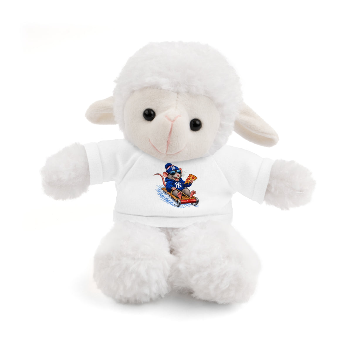 Plush Bear with Sledding Pup Tee — Cute Winter Stuffed Animal Gift - NY Pizza Rat