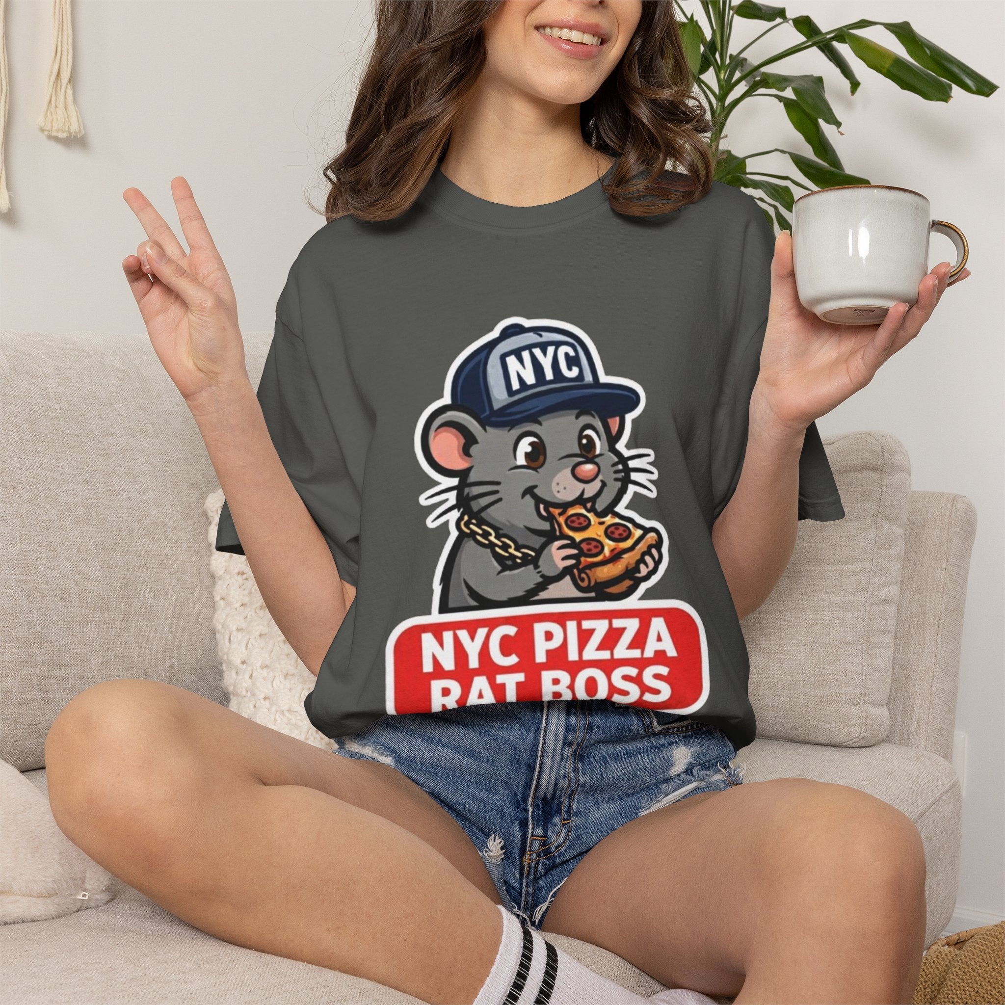 NYC Pizza Rat Boss T-Shirt — Funny New York Rat Pizza Graphic Tee