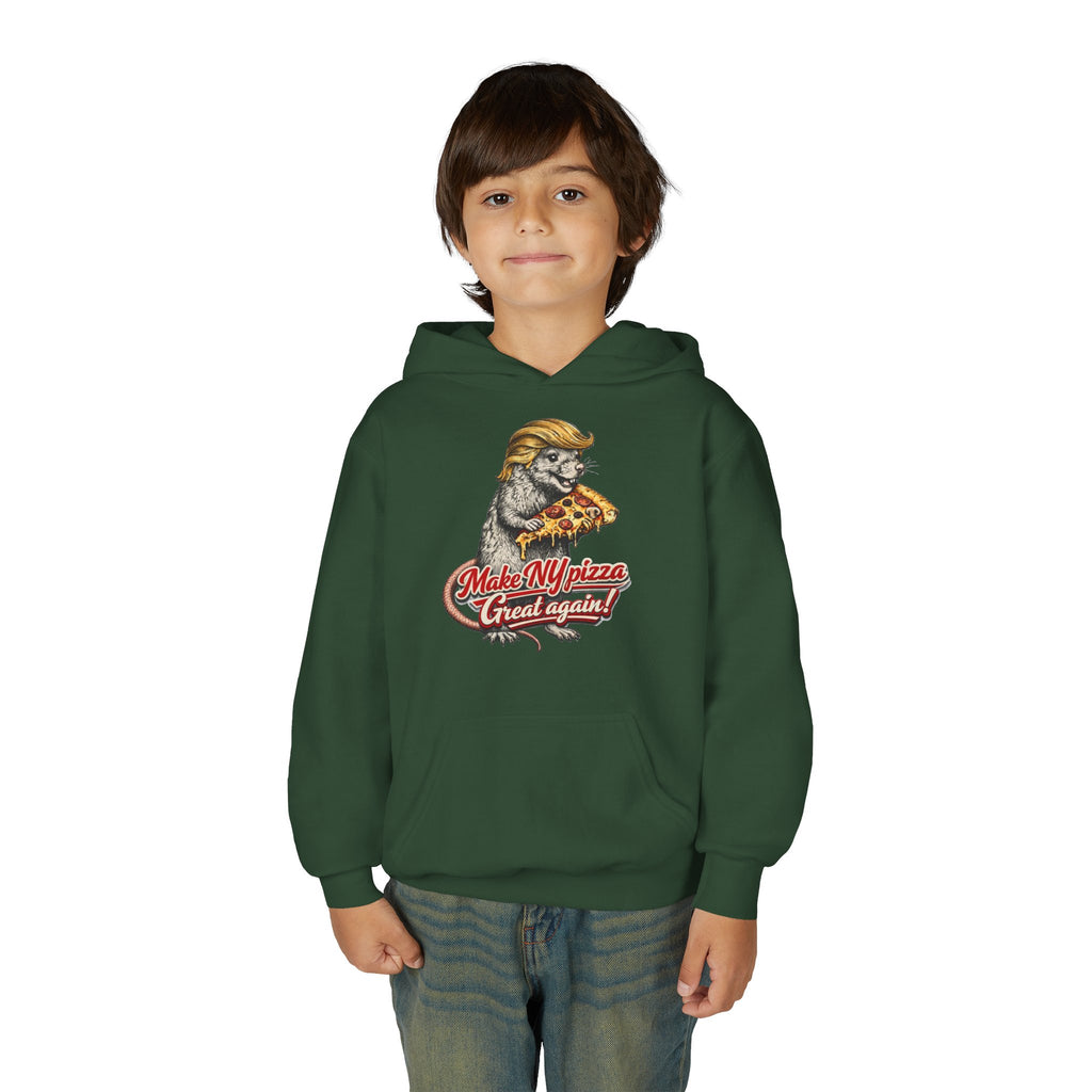 Youth Hoodie - "Make NY Pizza Great Again" Retro Pizza Lion Graphic