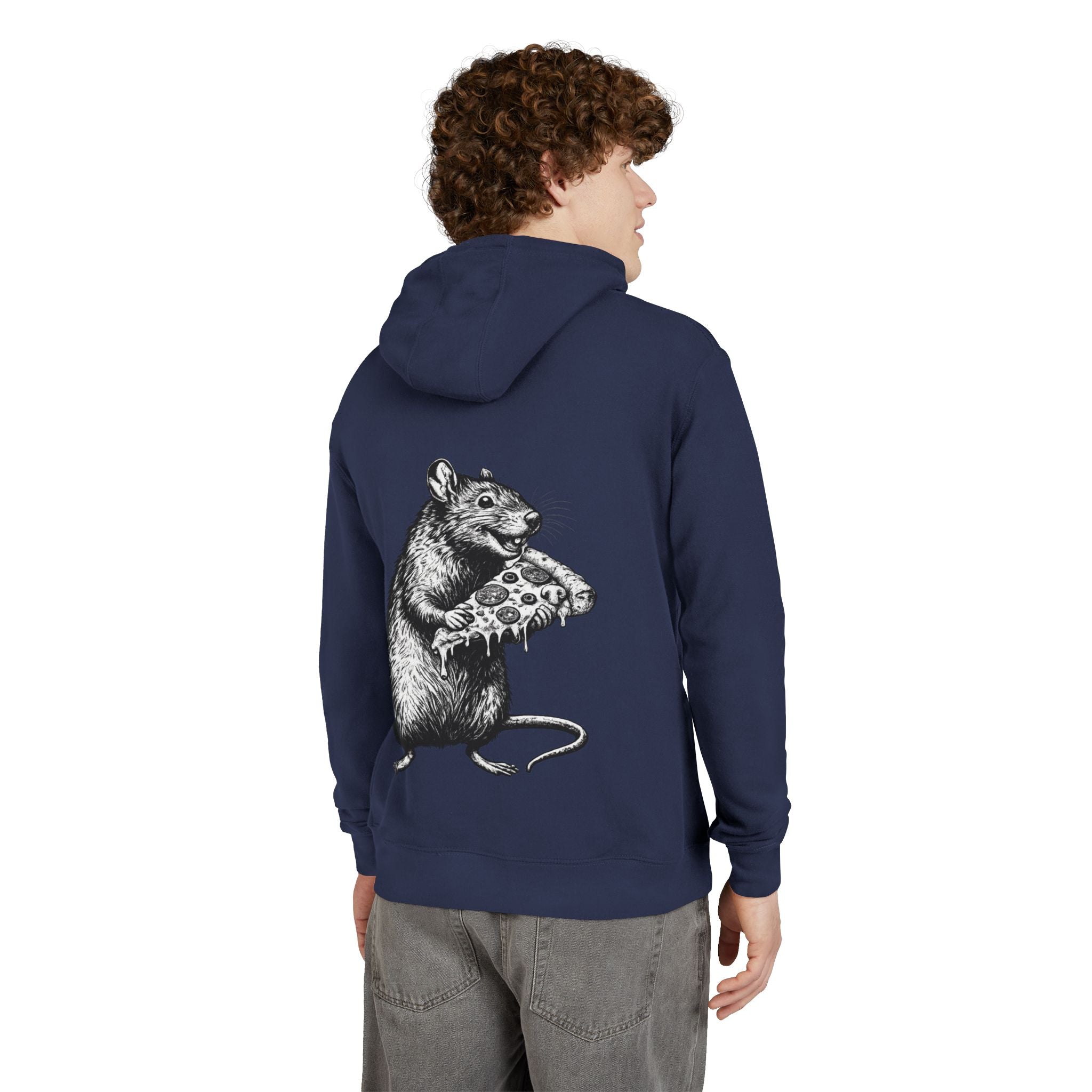NYC Rats "Where the Rats Eat Better" Rat Holding Pizza Graphic Hoodie