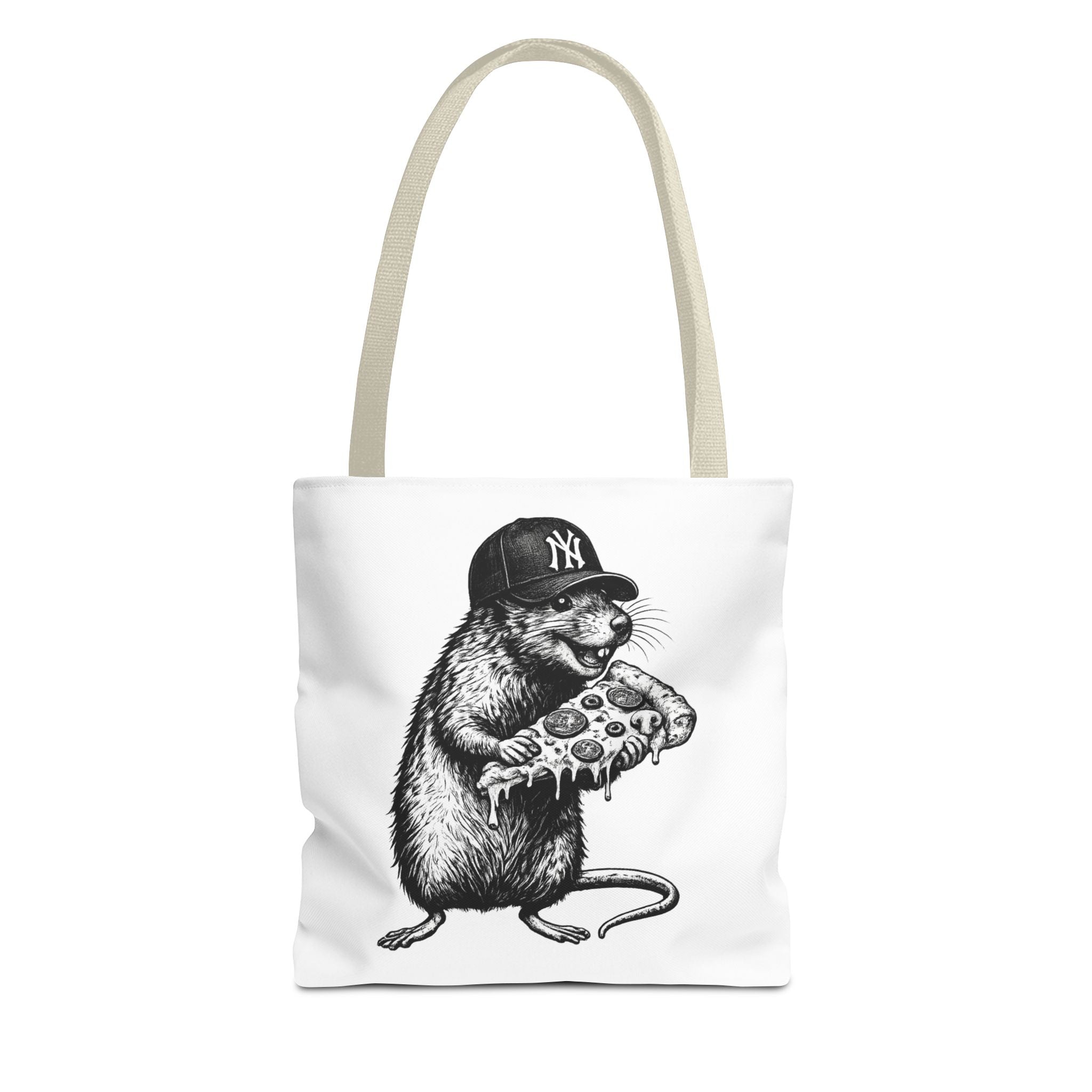 Pizza Rat Tote Bag — Cute NYC Rat Eating Pizza Canvas Tote