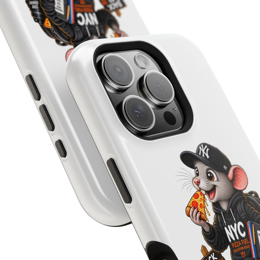NYC Street Rat Phone Case – Magnetic Impact-Resistant iPhone Case with Back-to-School Pizza Design