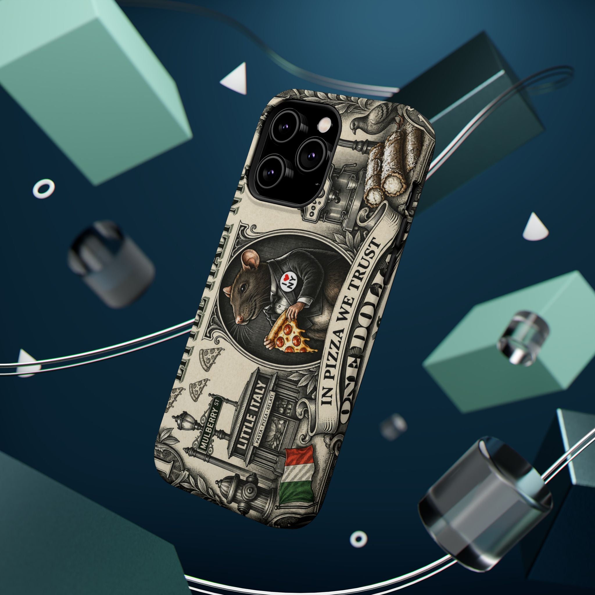 Little Italy NY Phone Case — 'In Pizza We Trust' Italy Rat Art Magnetic Impact-Resistant Case