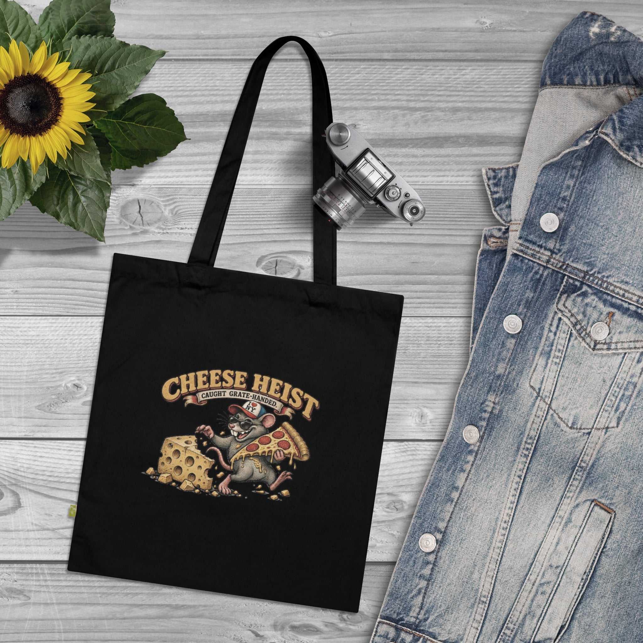 'Cheese Heist' Vintage NY Rat & Pizza Market Tote