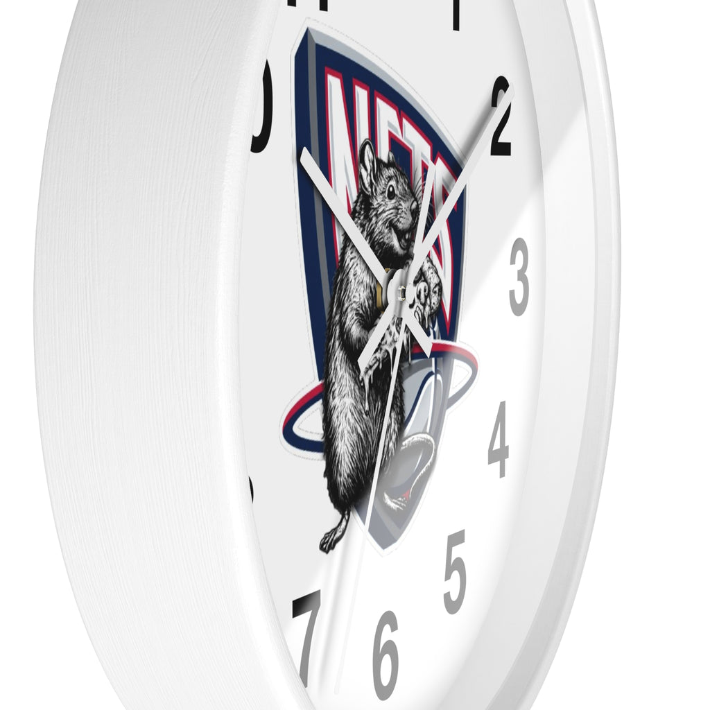 Nets Mascot Wall Clock — Retro Basketball Team Logo Decor