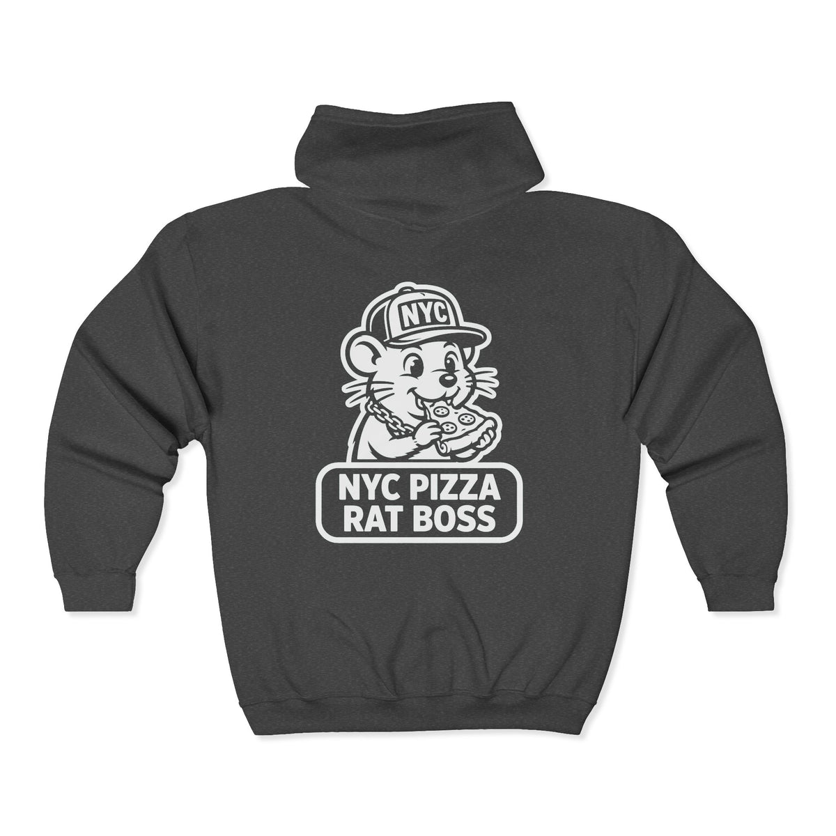NYC Pizza Rat Zip Hoodie — Pizza Rat Graphic Full-Zip Sweatshirt