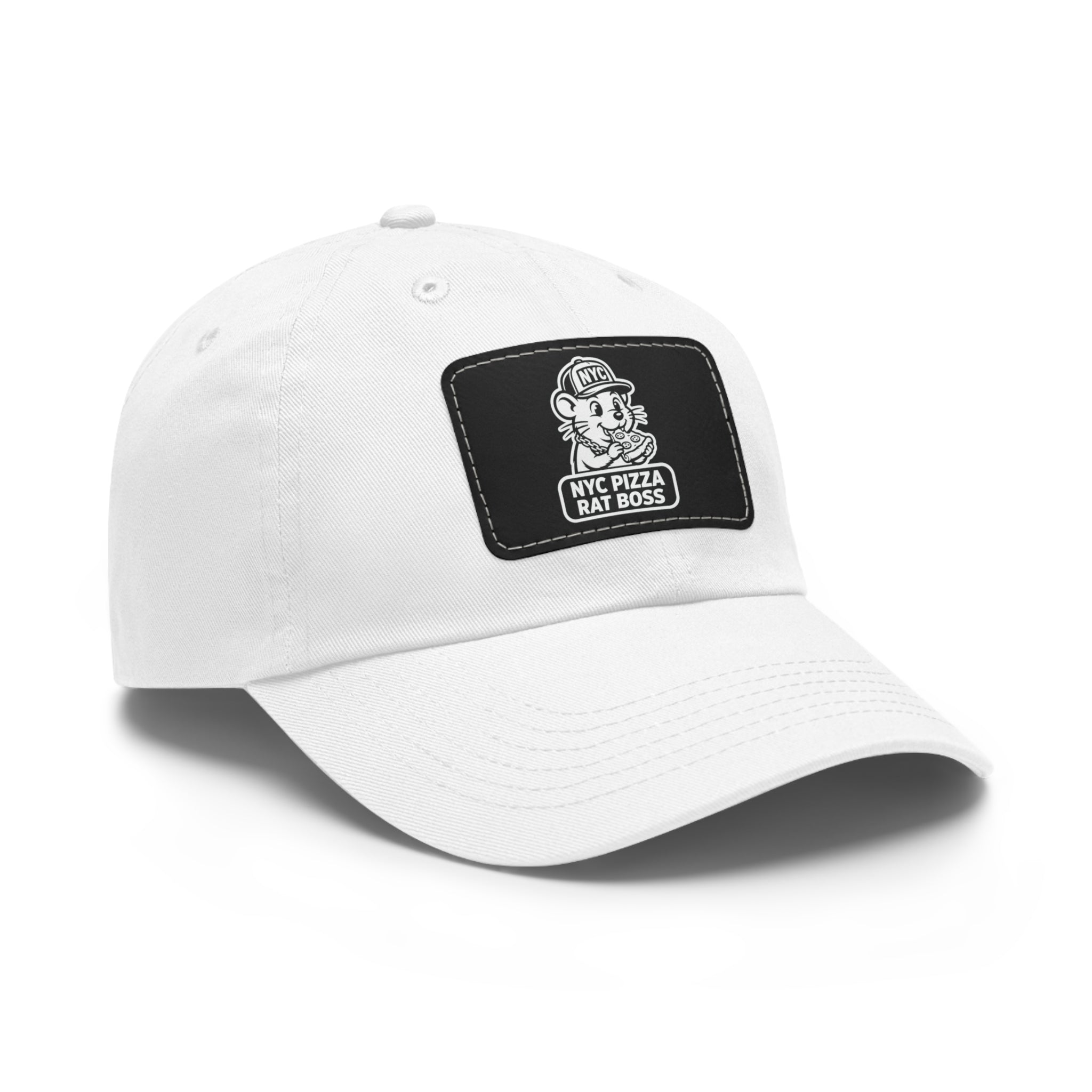 Leather Patch Dad Hat — NYC Pizza Rat Boss Logo