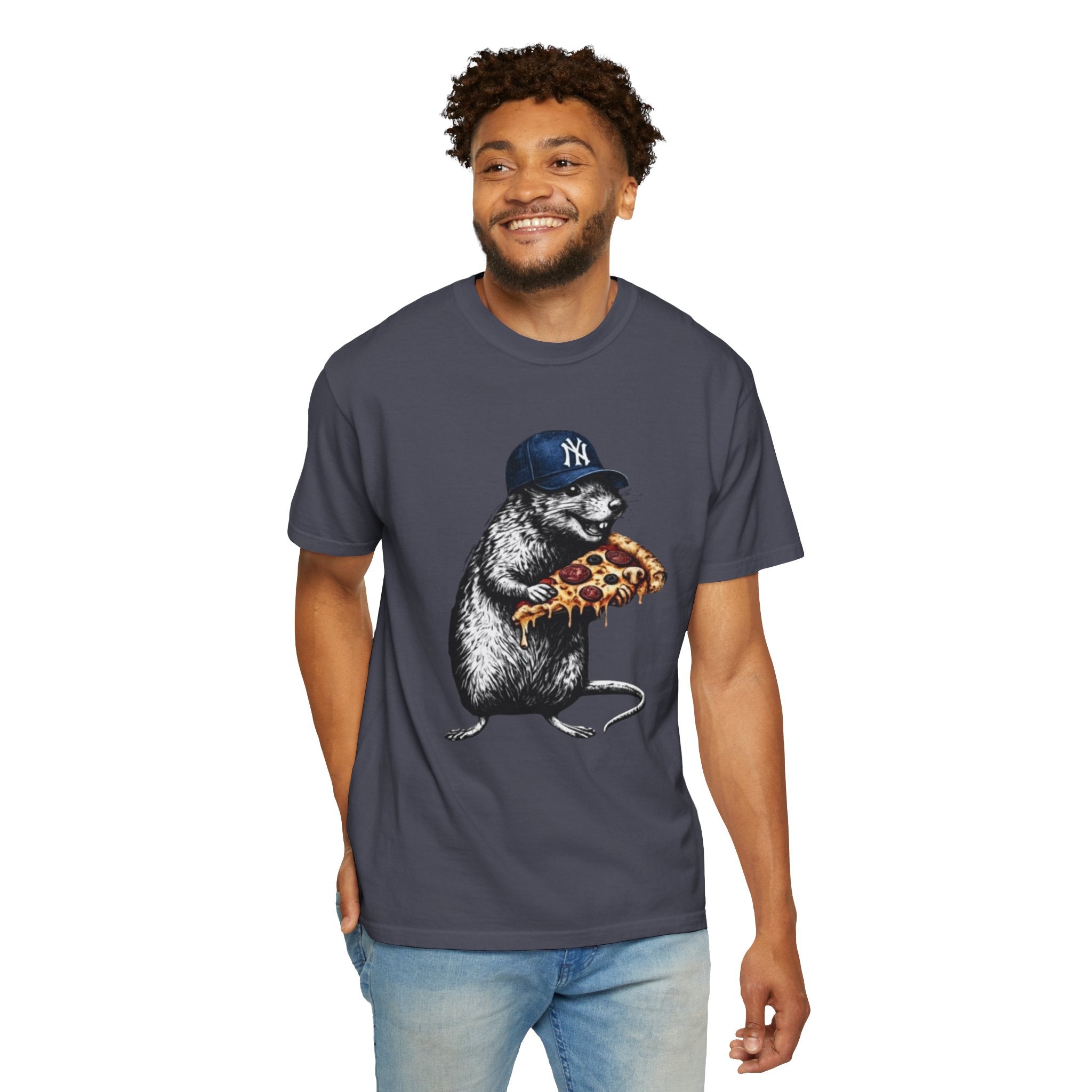 NY Rat with Pizza Graphic Tee — Streetwear Novelty T-Shirt