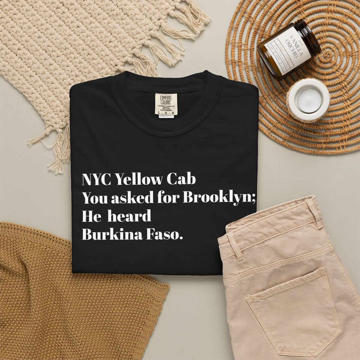 NYC Yellow Cab - You Asked For Brooklyn - He Heard Burkina Faso - Tee Shirt