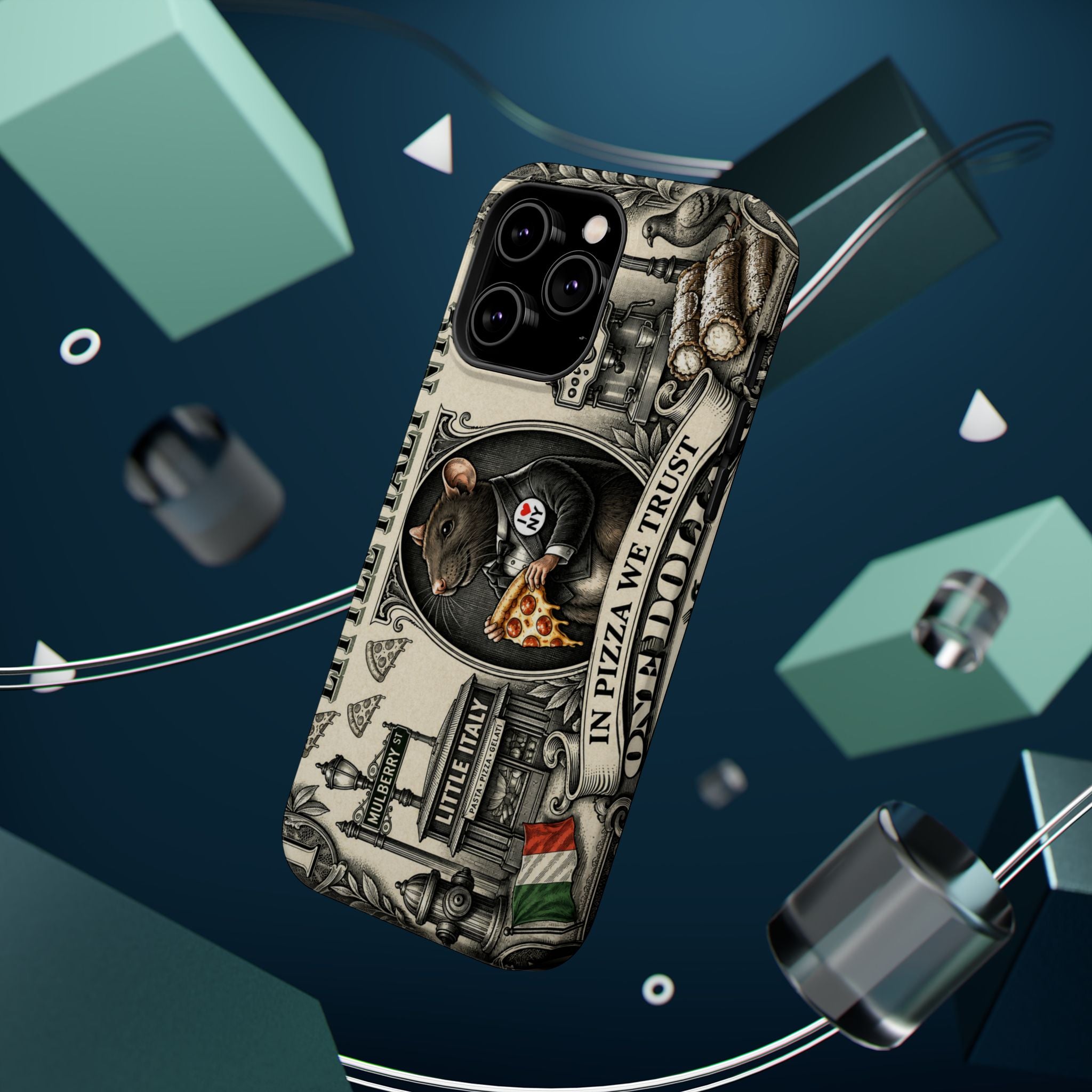 Little Italy NY Phone Case — 'In Pizza We Trust' Italy Rat Art Magnetic Impact-Resistant Case