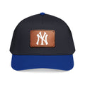 NY Leather Patch Baseball Cap — Retro NY Logo Mid-Profile Hat