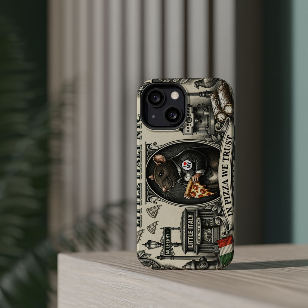 Little Italy NY Phone Case — 'In Pizza We Trust' Italy Rat Art Magnetic Impact-Resistant Case