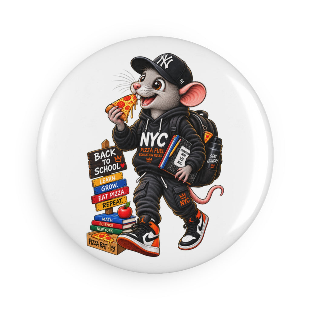 NYC Pizza Rat Magnet — Back to School Cute Refrigerator Button
