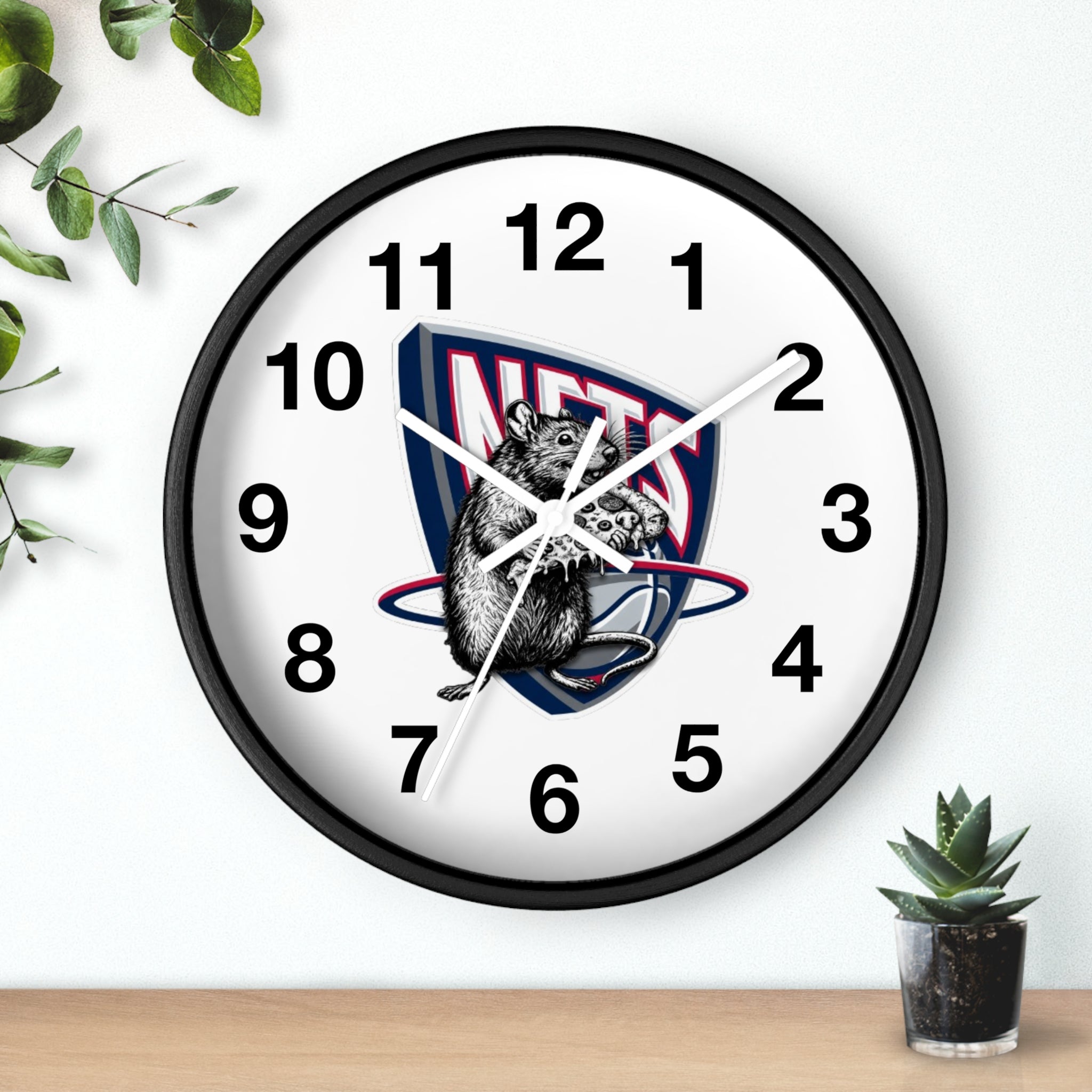 Nets Mascot Wall Clock — Retro Basketball Team Logo Decor