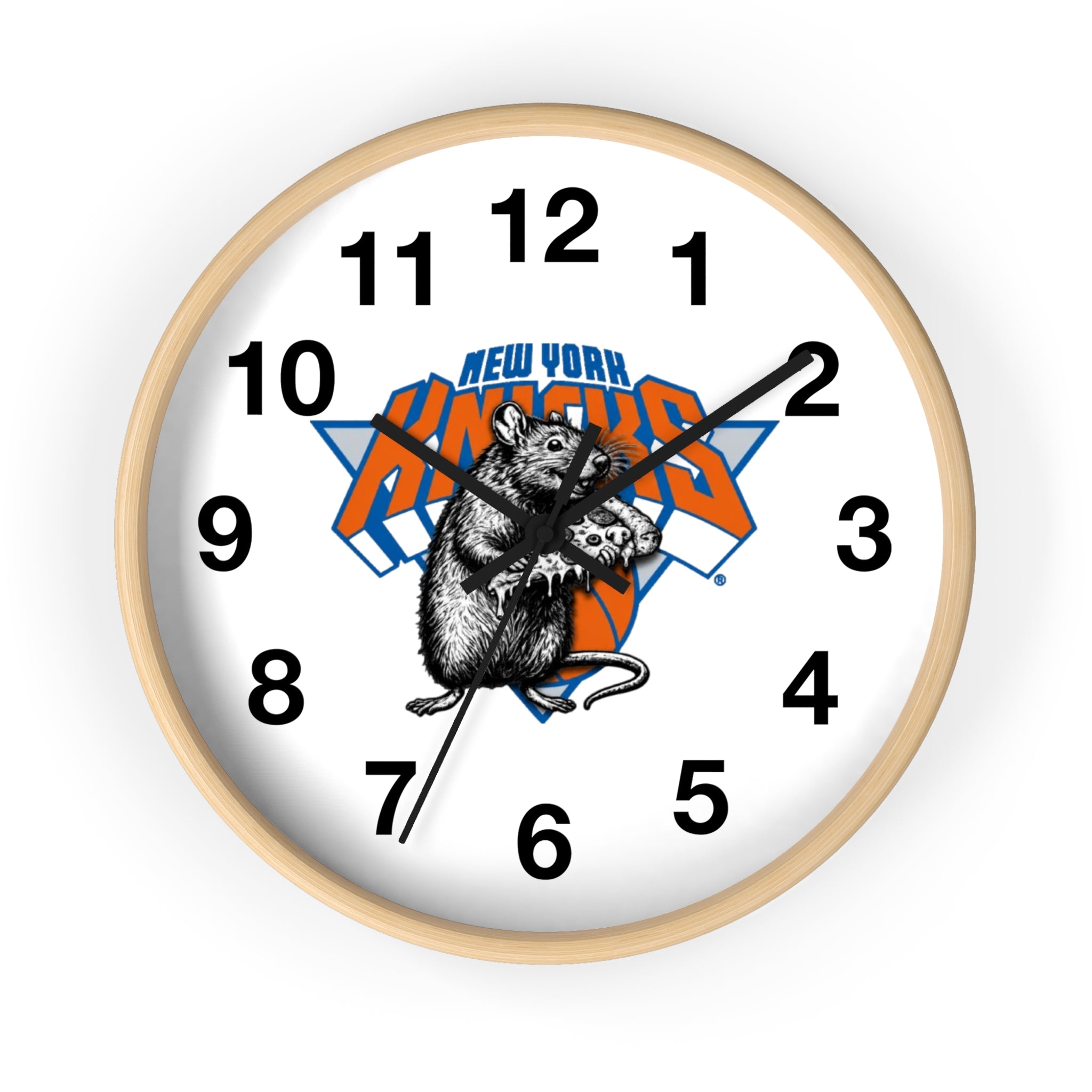 New York Knicks Retro Rat Logo Wall Clock — Vintage Basketball Fan Decor