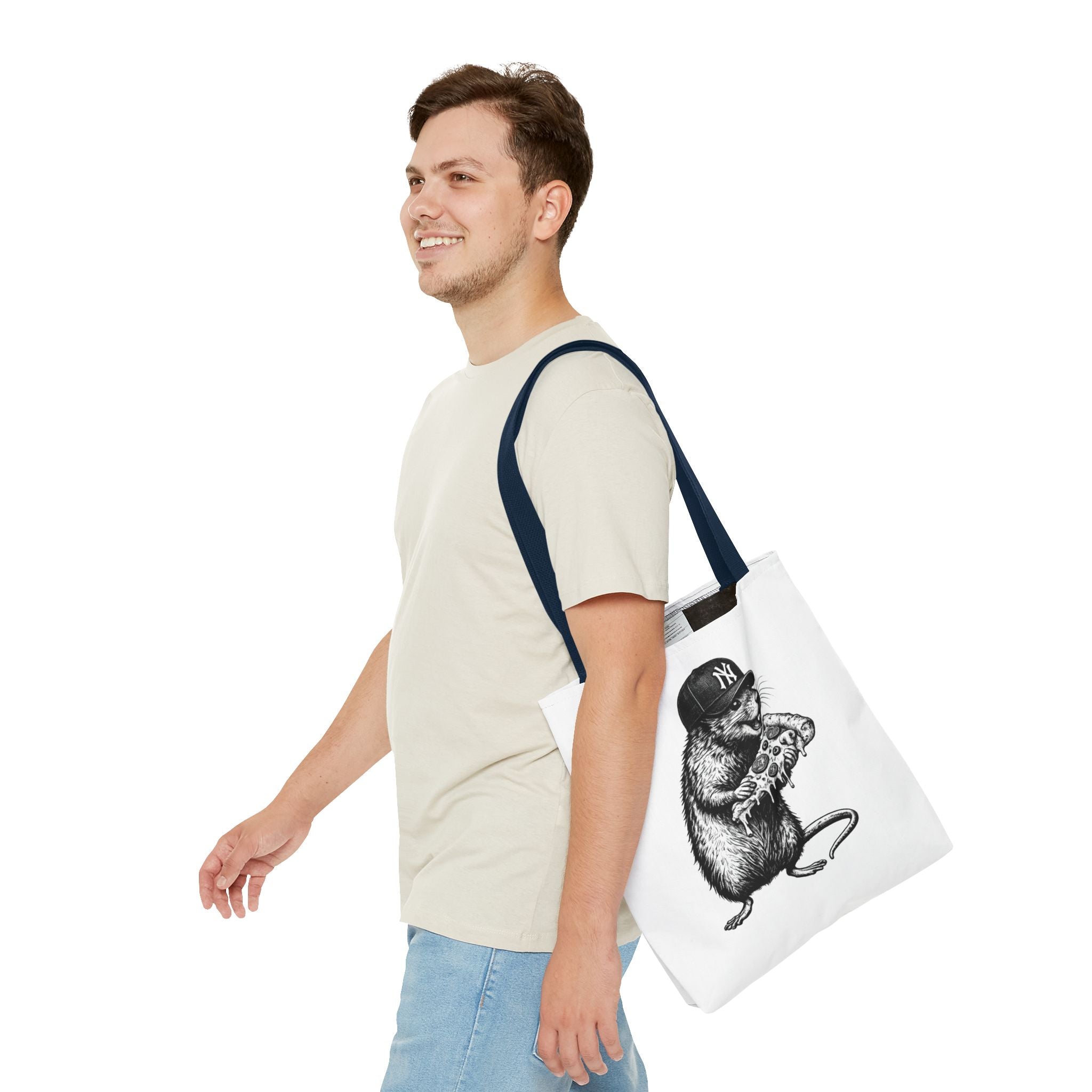 Pizza Rat Tote Bag — Cute NYC Rat Eating Pizza Canvas Tote