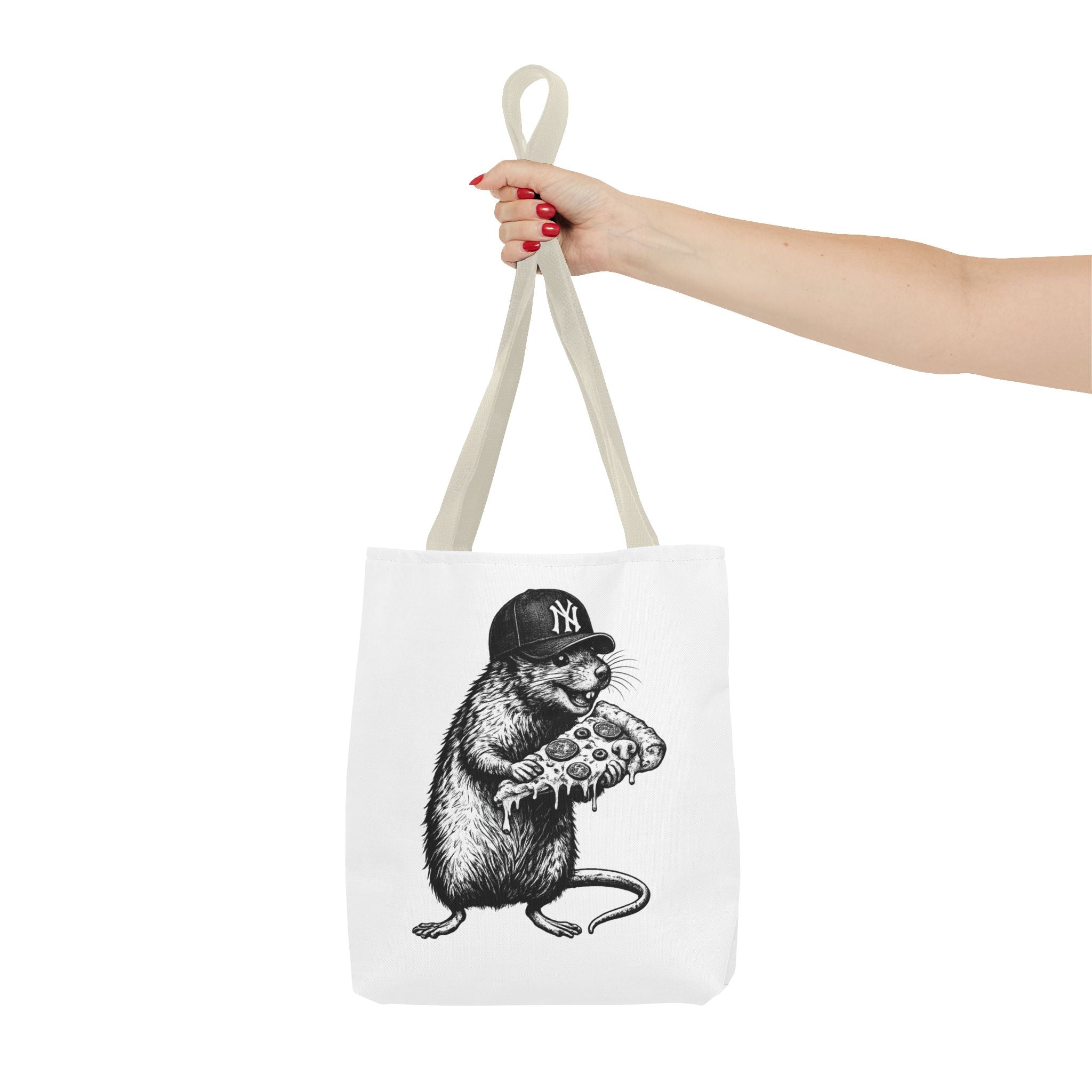 Pizza Rat Tote Bag — Cute NYC Rat Eating Pizza Canvas Tote