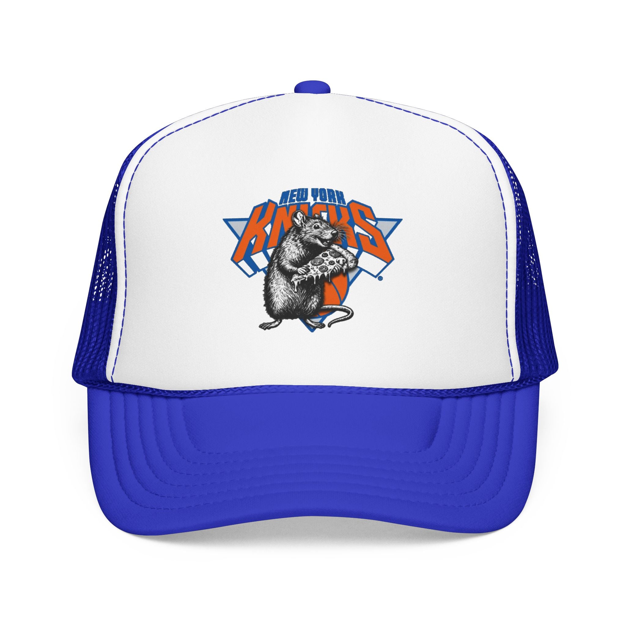 Vintage Skate Rat Foam Trucker Hat – Retro Skateboarding Logo Cap - NY Knicks