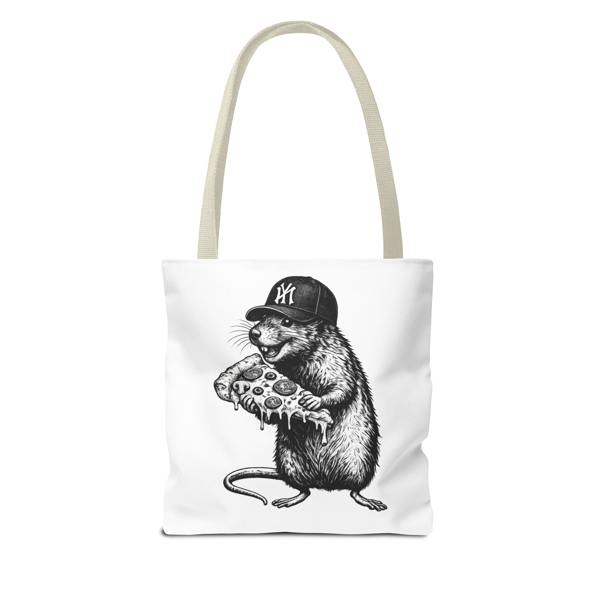 Pizza Rat Tote Bag — Cute NYC Rat Eating Pizza Canvas Tote