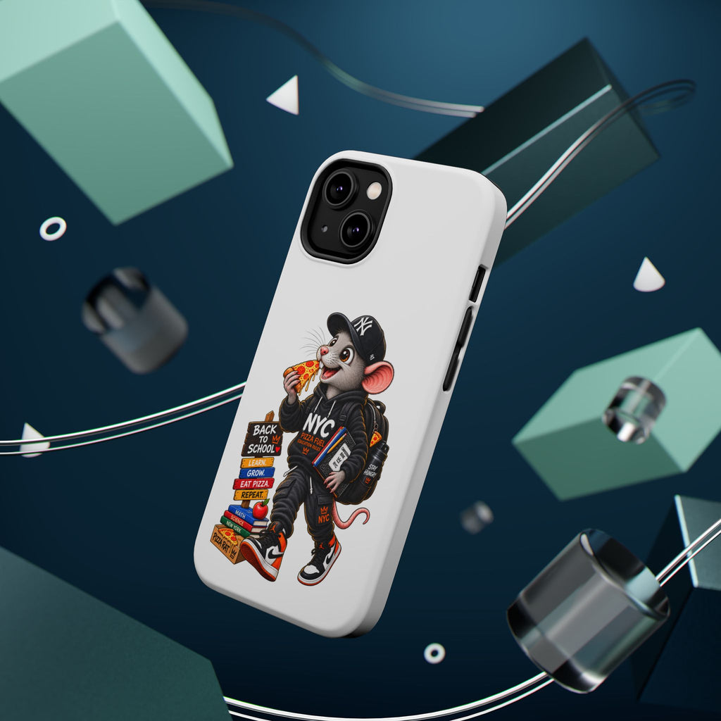 NYC Street Rat Phone Case – Magnetic Impact-Resistant iPhone Case with Back-to-School Pizza Design