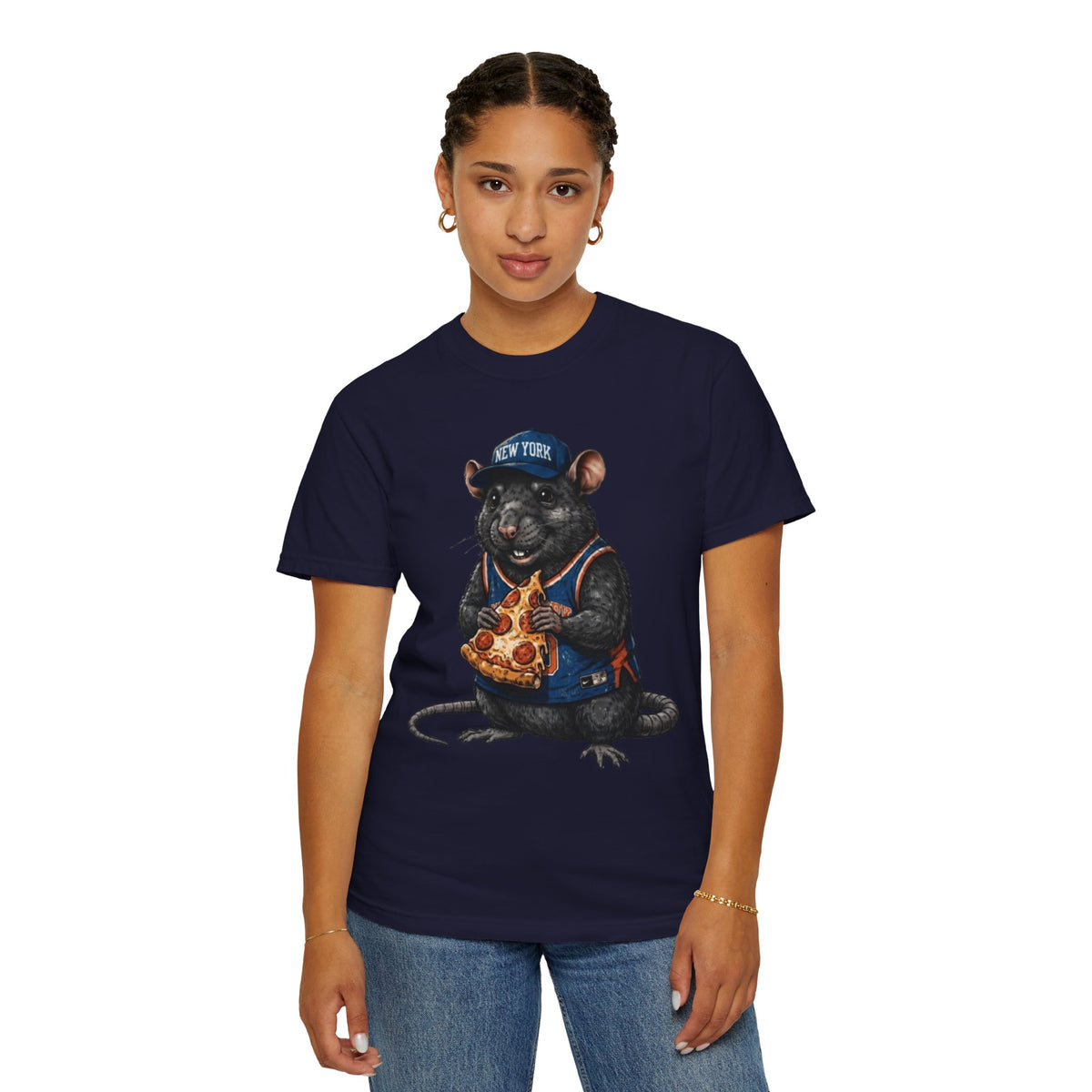 Pizza-Loving Rat Graphic T-Shirt