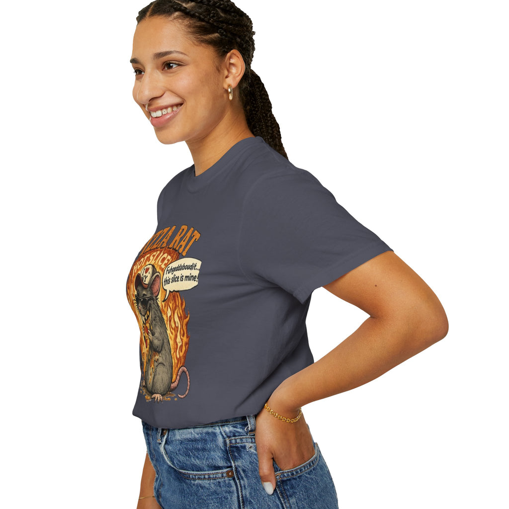 Pizza Rat Hot Slice T-Shirt — Funny Retro Rat Eating Pizza Graphic Tee