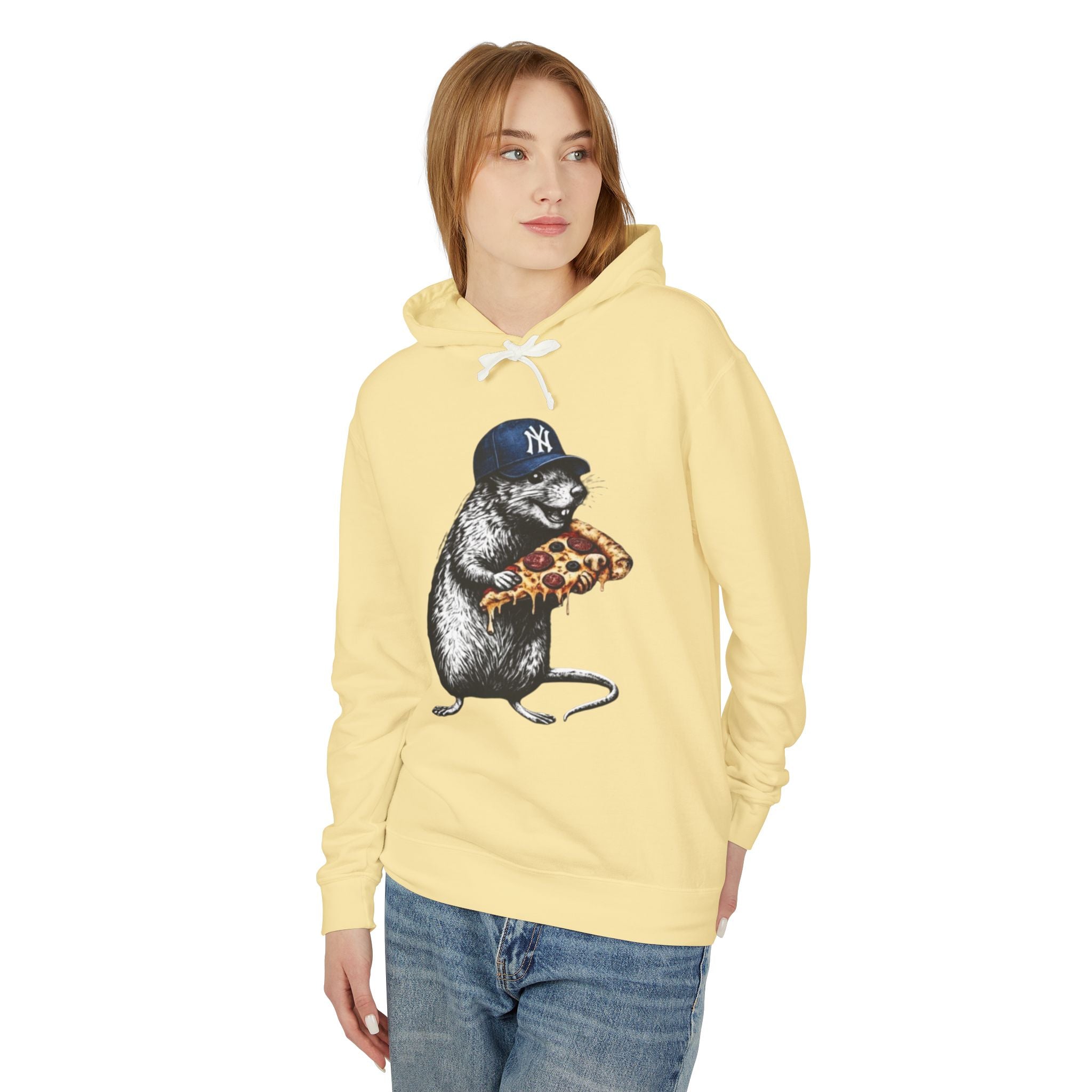 Rat Eating Pizza Hoodie — Cute Novelty Animal Graphic Pullover