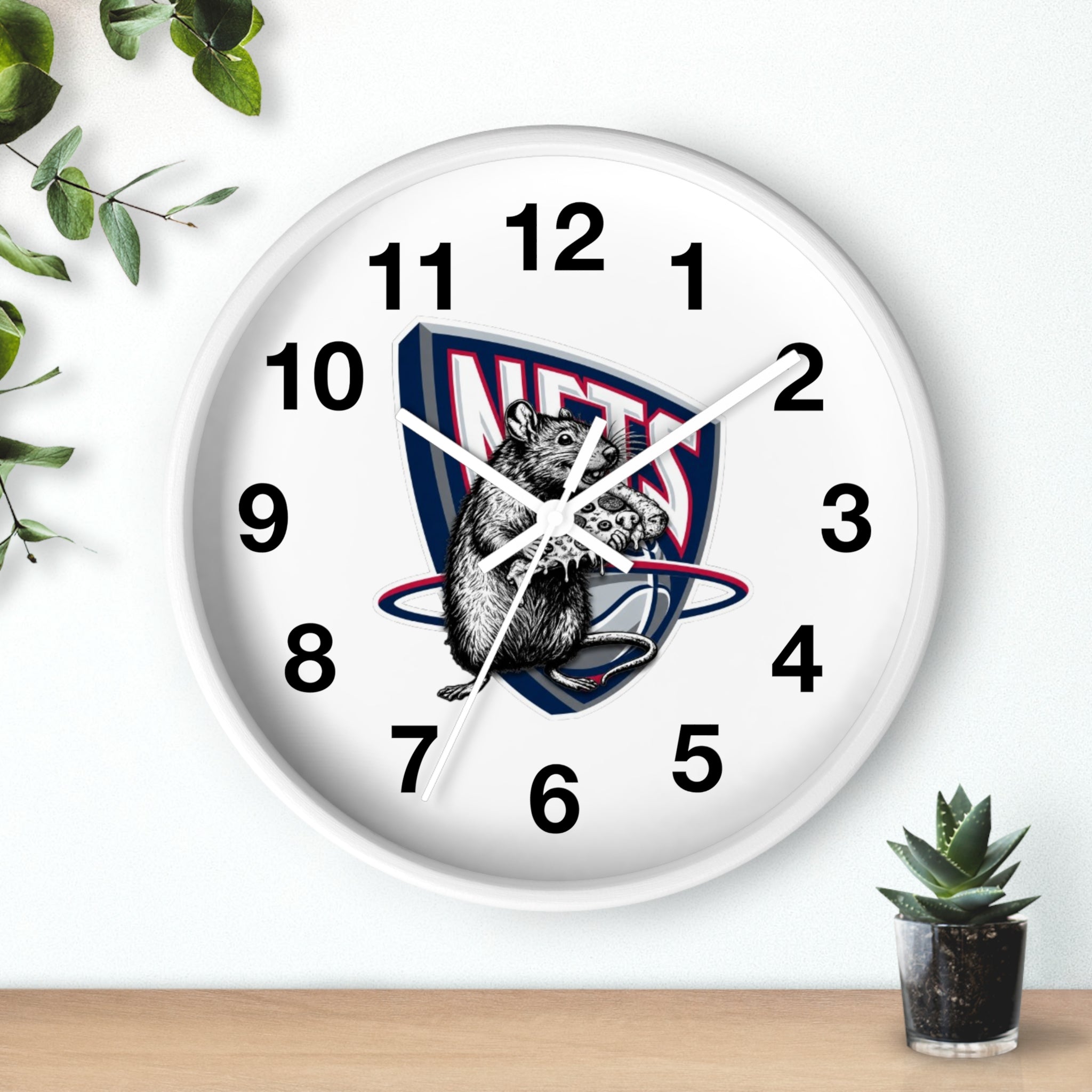 Nets Mascot Wall Clock — Retro Basketball Team Logo Decor