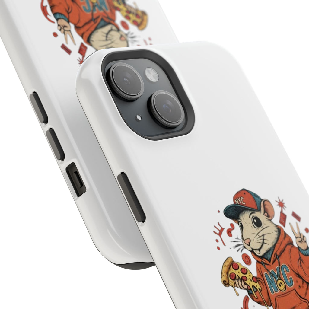 Streetwear Pizza Rat Phone Case — Magnetic Impact‑Resistant iPhone Case with Pizza Skateboard Design