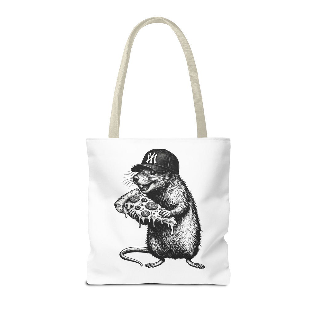 Pizza Rat Tote Bag — Cute NYC Rat Eating Pizza Canvas Tote