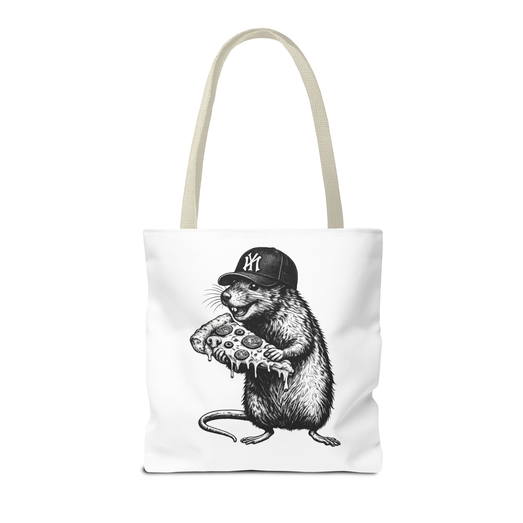Pizza Rat Tote Bag — Cute NYC Rat Eating Pizza Canvas Tote